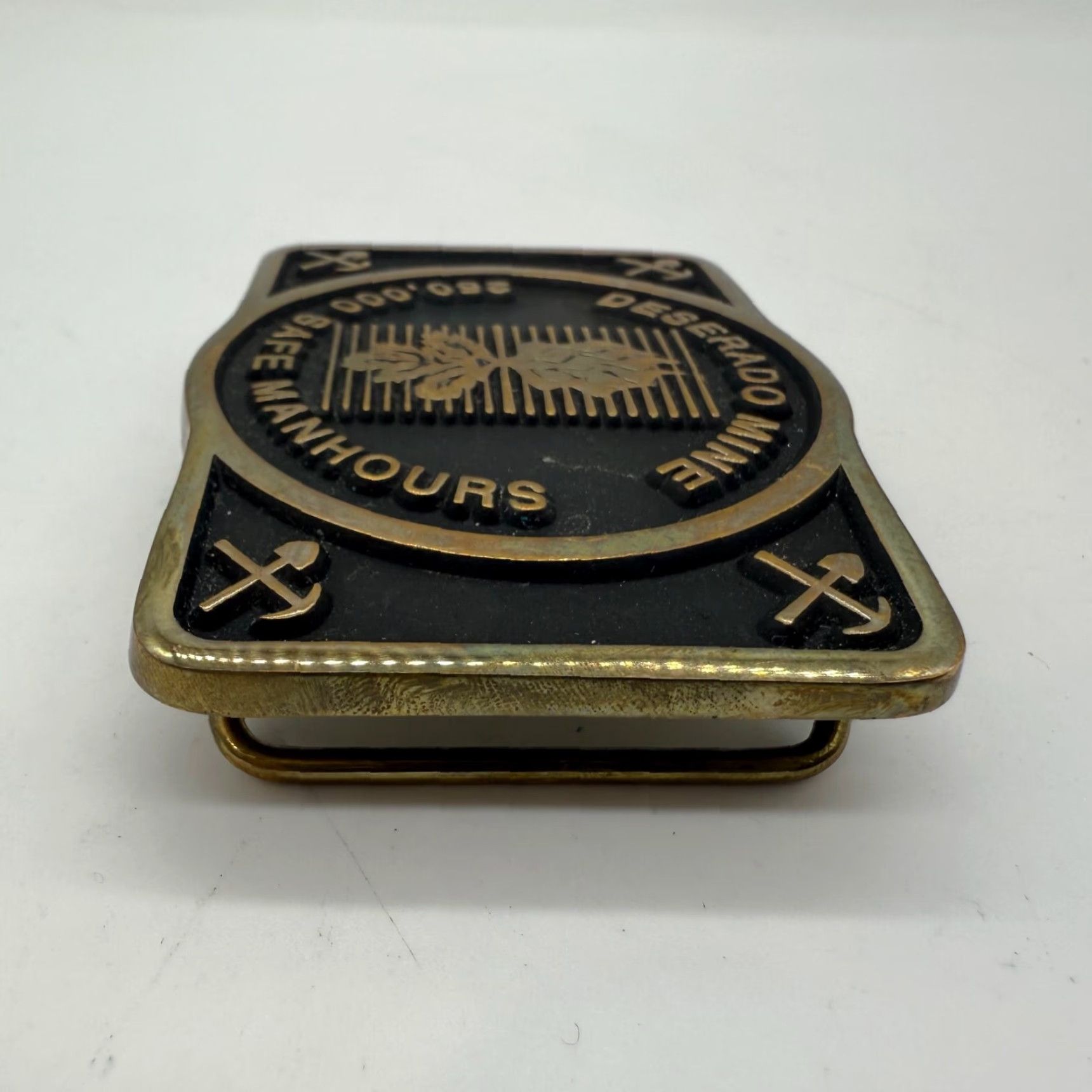 Vintage Anacortes Brass Works LTD Deserado Mine Belt Buckle Square Brass Handmade Limited Men Black/Gold Belt Buckle Size ONE SIZE - 6 Thumbnail