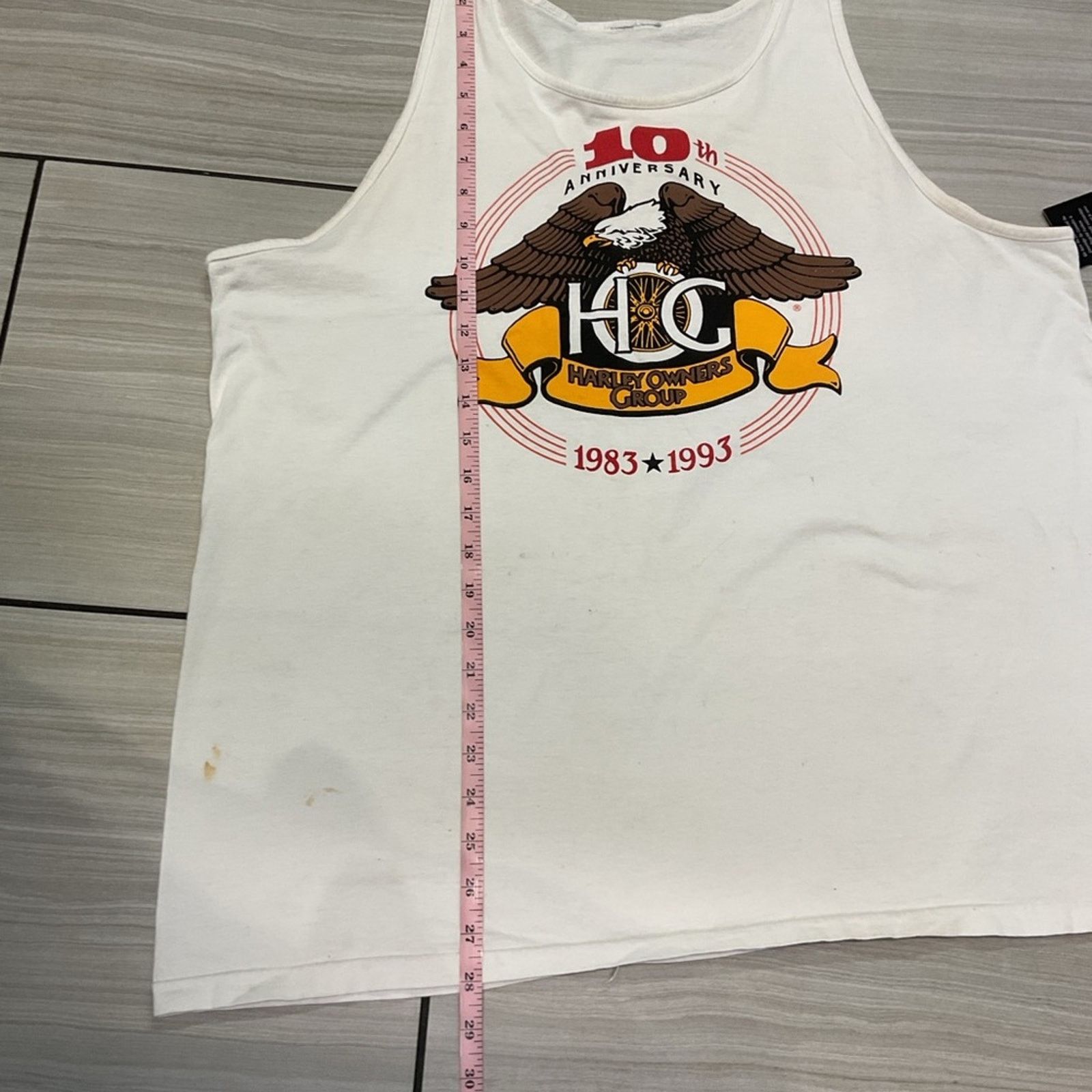 Vintage Harley 1993 10th Anniversary White Tank Top Size US XXL / EU 58 / 5 - 6 Thumbnail