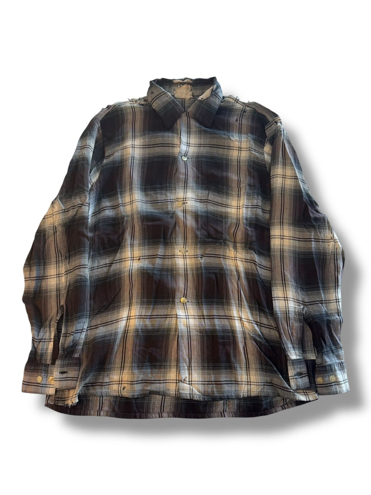*RARE* VINTAGE 70s 80s RAYON COTTON FLANNEL SHIRT THRASHED