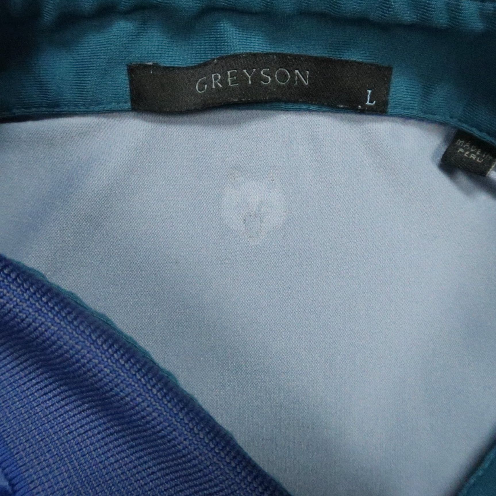 Vintage Greyson Polo Shirt Mens Large Blue Short Sleeve Golf Activewear Lightweight Breathable Stretch Regular Fit 50/50 Blended Fabric Concrete Size US L / EU 52-54 / 3 - 3 Thumbnail