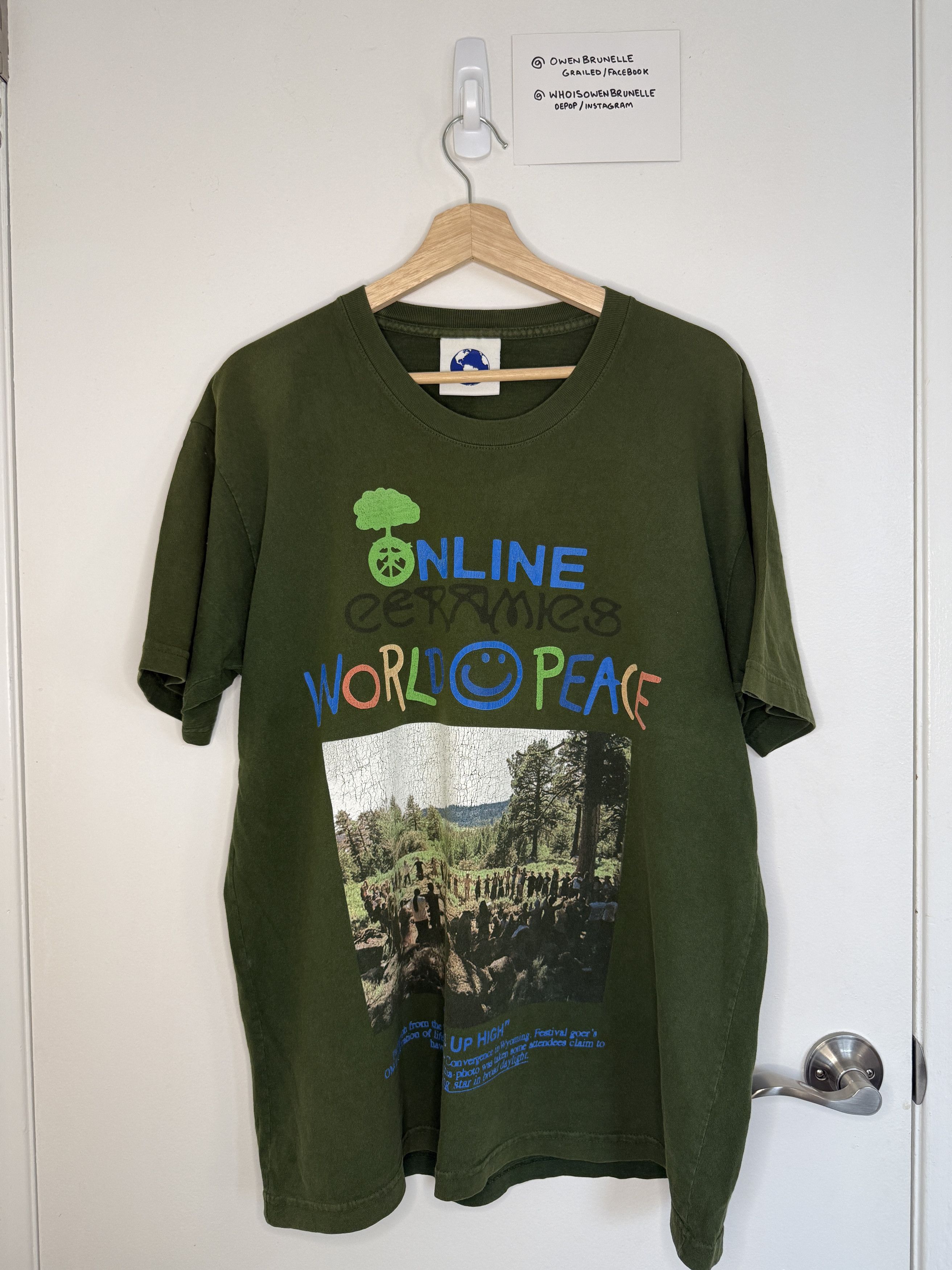 Online Ceramics Online Ceramics World Peace Tee 2015 Vintage Green Large Size US L / EU 52-54 / 3 - 1 Preview