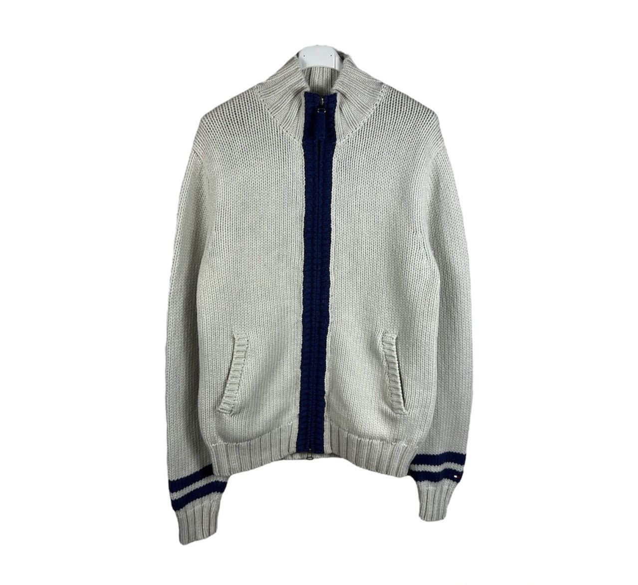 Vintage Tommy Hilfiger heavy knit zip wool hoodie cardigan