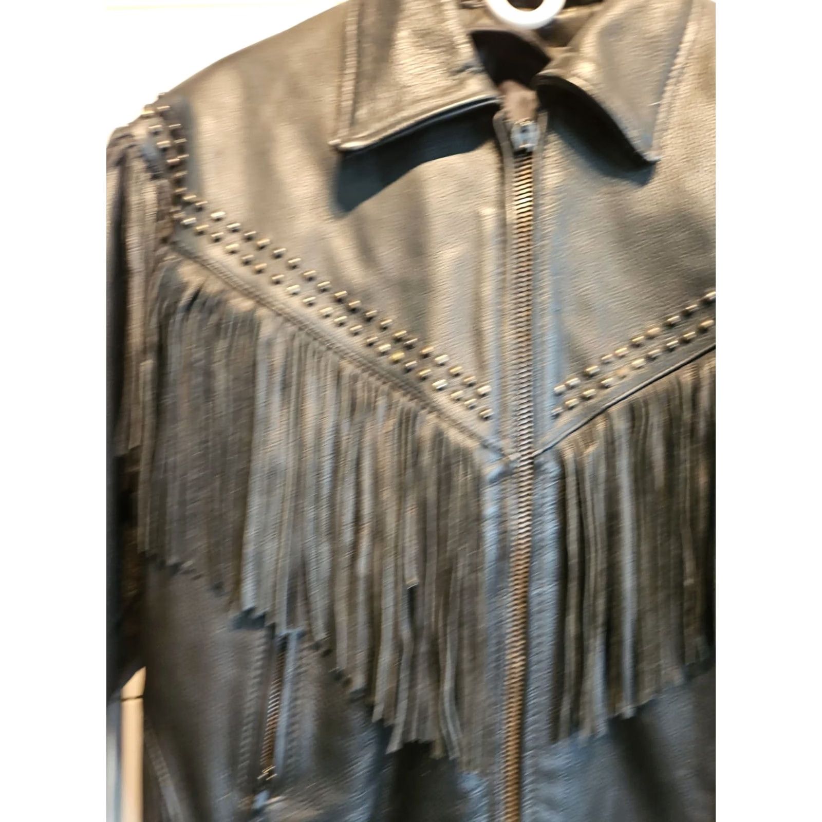 Vintage Vtg Genuine Leather Tassel Black Motorcycle Cafe Racer Jacket Womens Medium Size M / US 6-8 / IT 42-44 - 5 Thumbnail