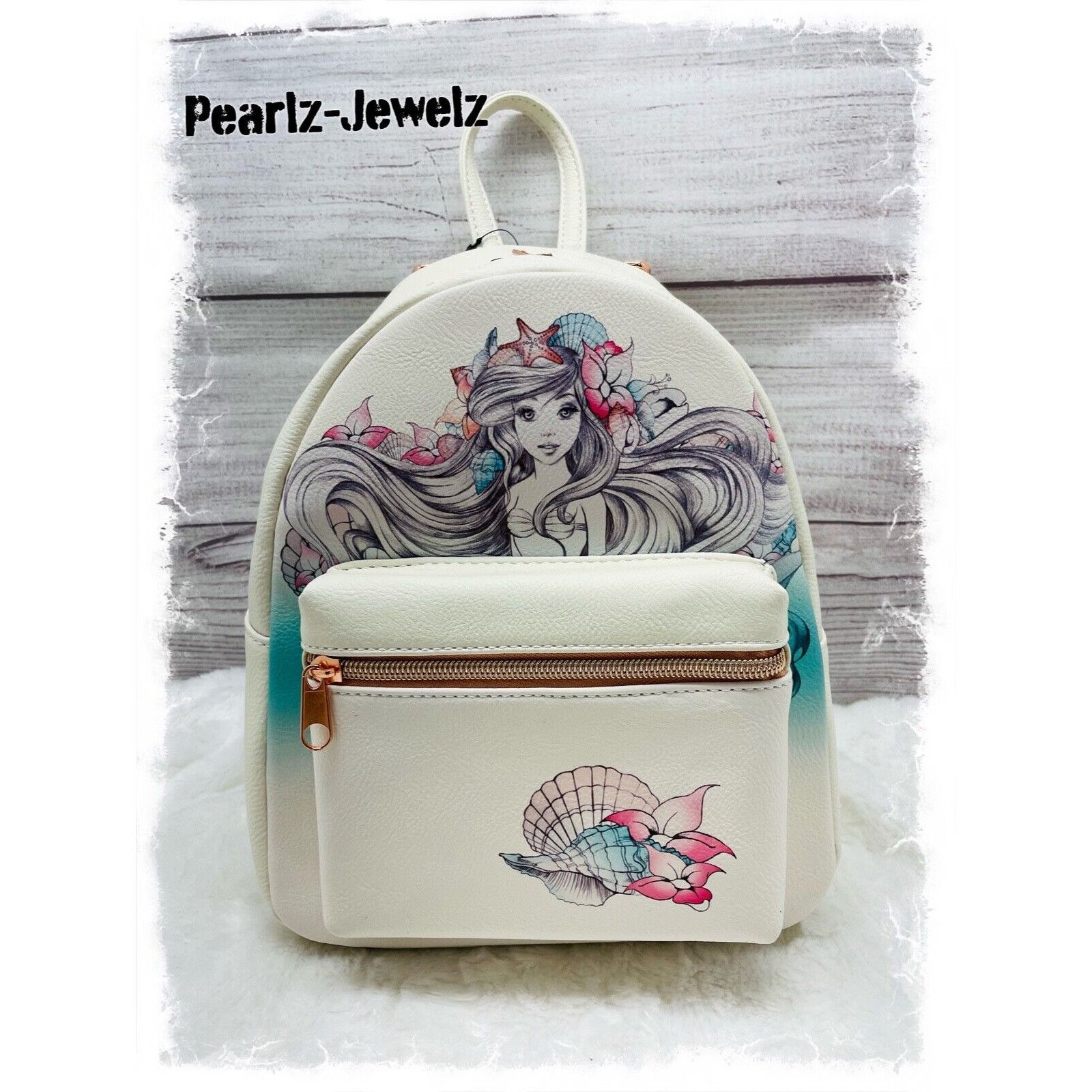 image of Disney Loungefly Little Mermaid Princess Ariel Sketch Shells White, Women's
