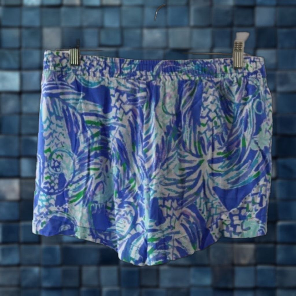 Lilly Pulitzer Women's Lilly Pulitzer Swim Shorts Tropical Blue Watercolor Classic Rayon S Womens Small XS? Wait. Size 28" / US 6 / IT 42 - 1 Thumbnail