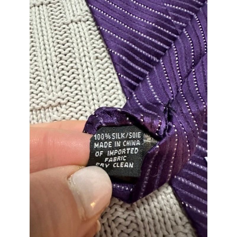 Calvin Klein Calvin Klein purple striped silk tie Size ONE SIZE - 3 Thumbnail