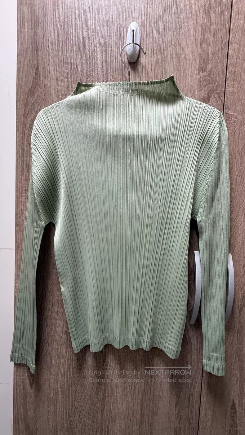 Issey Miyake Issey Miyake Light Green Long Sleeve Top Size L / US 10 / IT 46 - 4 Thumbnail