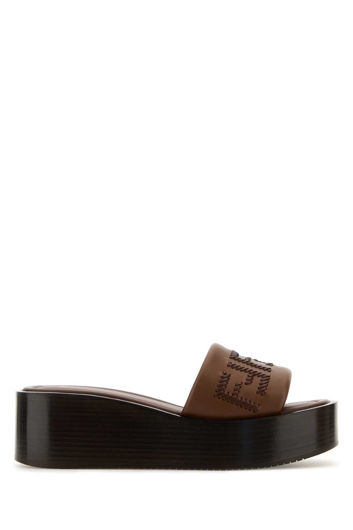 スリッポン FENDI BROWN LEATHER FENDI SUNSHINE SLIPPERS Fendi Brown Leather Fendi Sunshine Slippers | Grailed