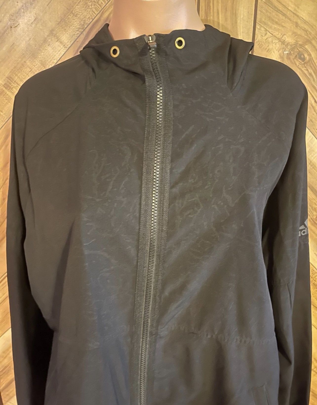 Adidas Adidas Men’s XL Black And Gray Full Zip Hooded Windbreaker Size US XL / EU 56 / 4 - 4 Thumbnail