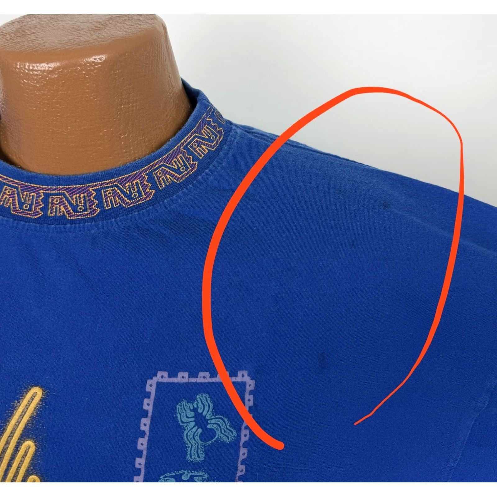 Vintage VINTAGE Peru Shirt Mens XL Nazca Lines Geometric Print Cobalt Souvenir Tee Size US XL / EU 56 / 4 - 5 Thumbnail