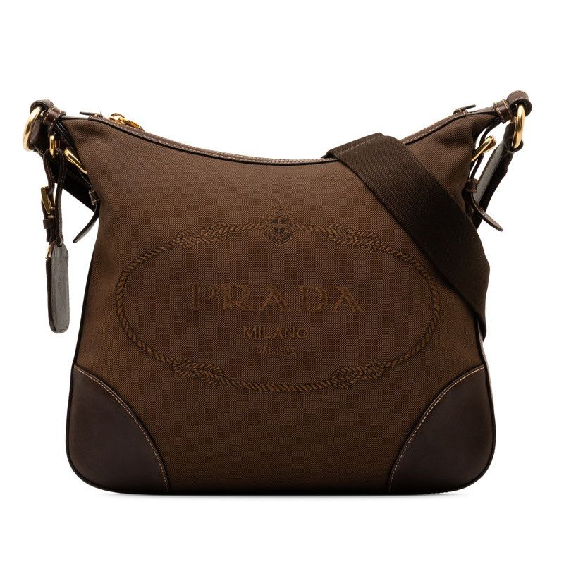image of Prada Canapa Logo Crossbody Bag in Brown, Women's
