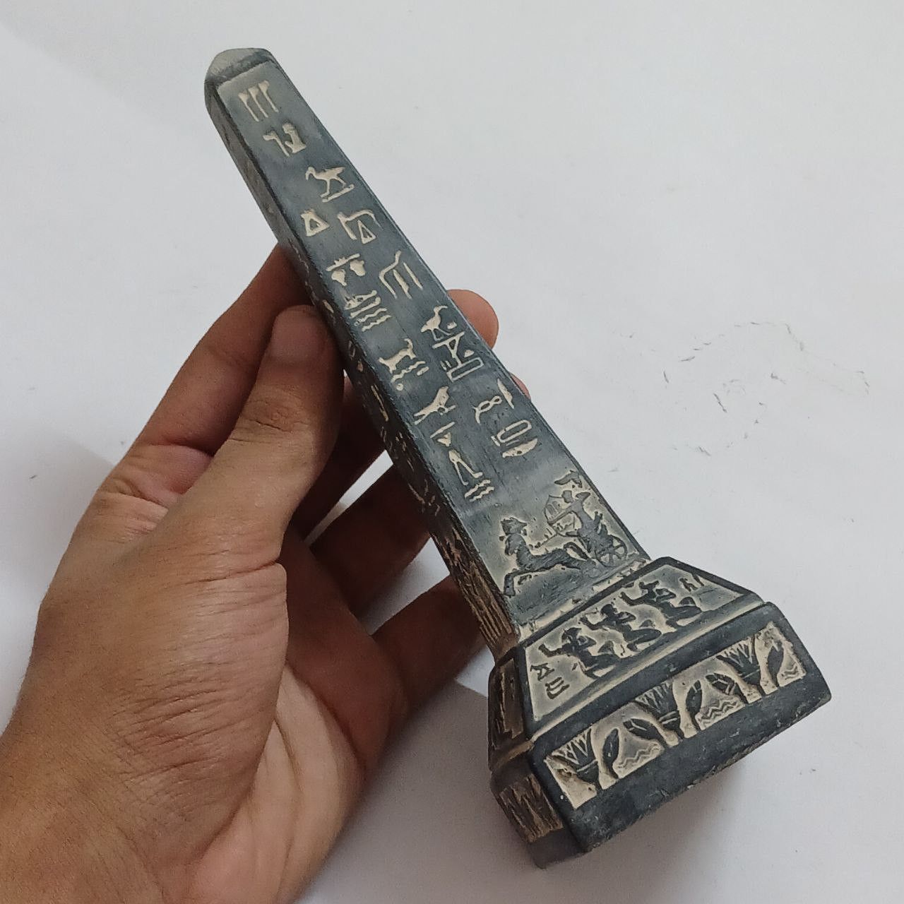 Pharaonic obelisk with hieroglyphs