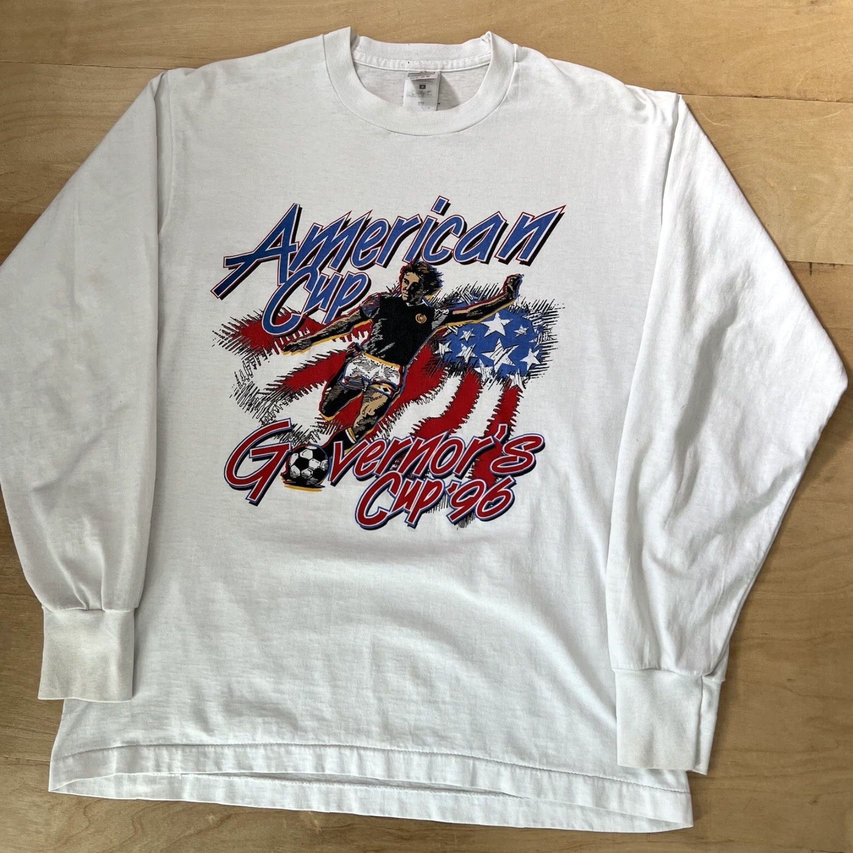 Vintage Vintage Governors American Soccer Cup Shirt L White 90s Football USA Men’s T-Shirt Size US L / EU 52-54 / 3 - 7 Thumbnail
