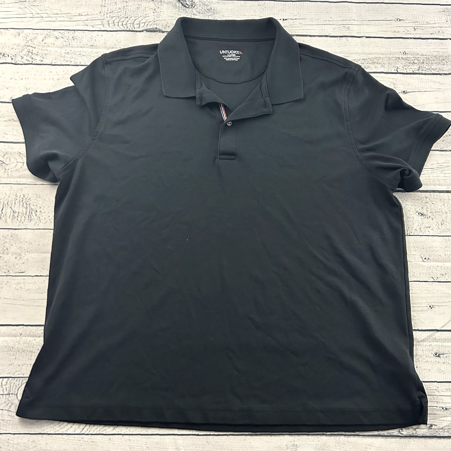 UNTUCKit UNTUCKit Damaschino Short Sleeve Polo Shirt Men's XL Black Cotton Regular Button-Up Shirt Size US XL / EU 56 / 4 - 2 Thumbnail