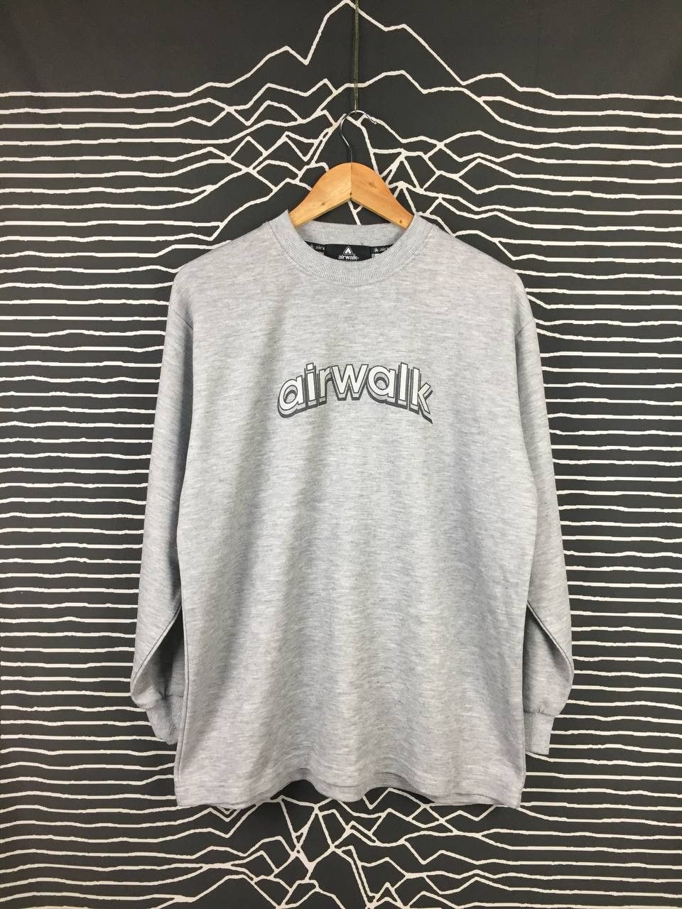 image of VTG Airwalk Skateboards Spell Out Night Wear Sweatshirt in Heather Grey, Men's (Size Large)