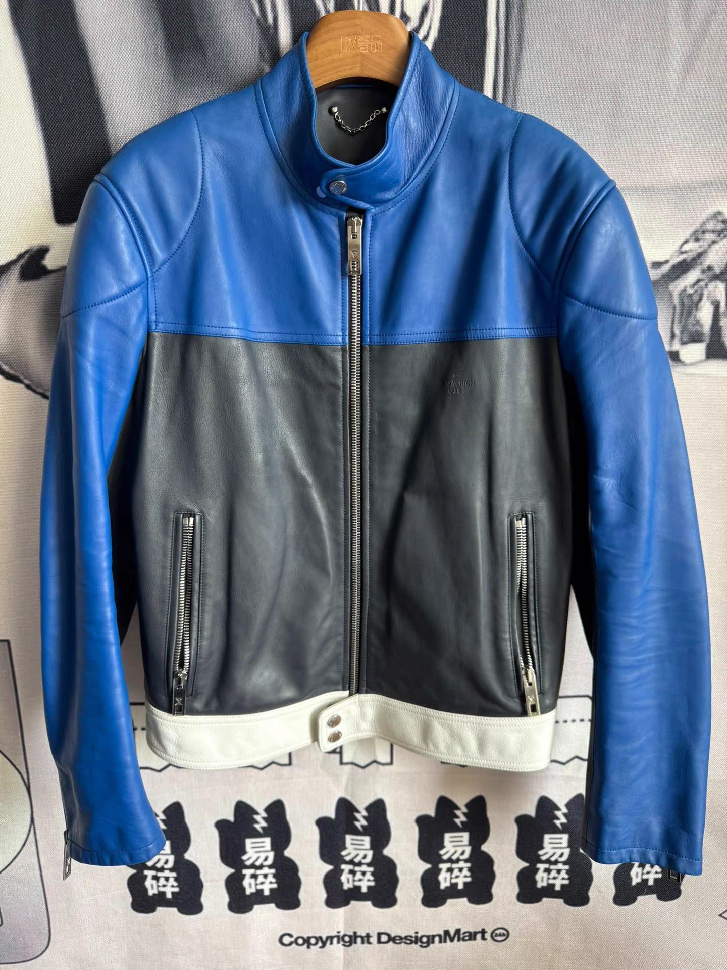 Louis Vuitton Blue and Black Leather Biker Jacket Size US M / EU 48-50 / 2 - 1 Thumbnail