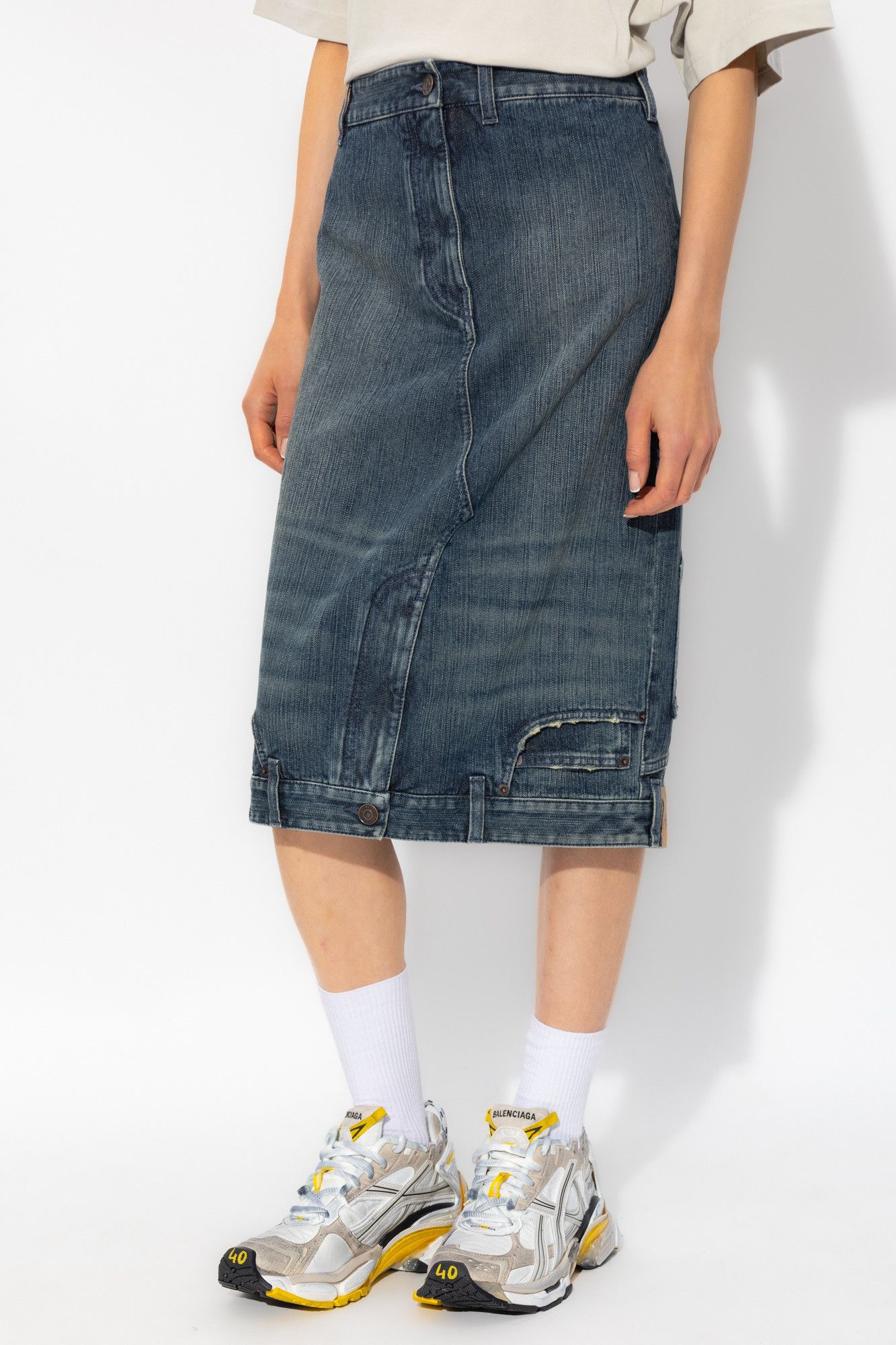 Balenciaga o1bcso1str1024 Deconstructed Midi Skirt in Blue Size 27" / US 4 / IT 40 - 3 Thumbnail