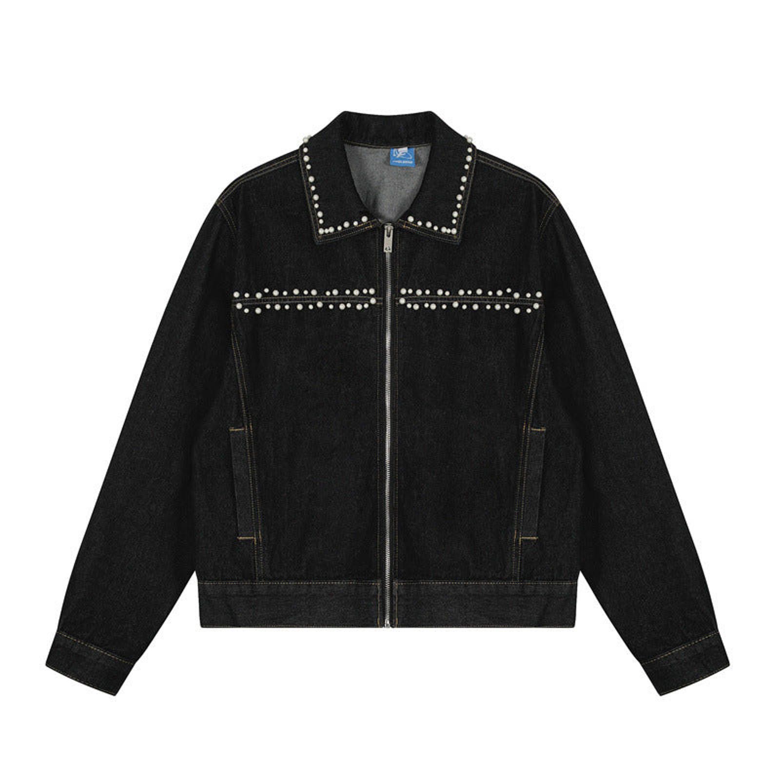 Vintage Blue Studded Zip-Up Denim Jacket, Vintage Style Size US M / EU 48-50 / 2 - 3 Thumbnail