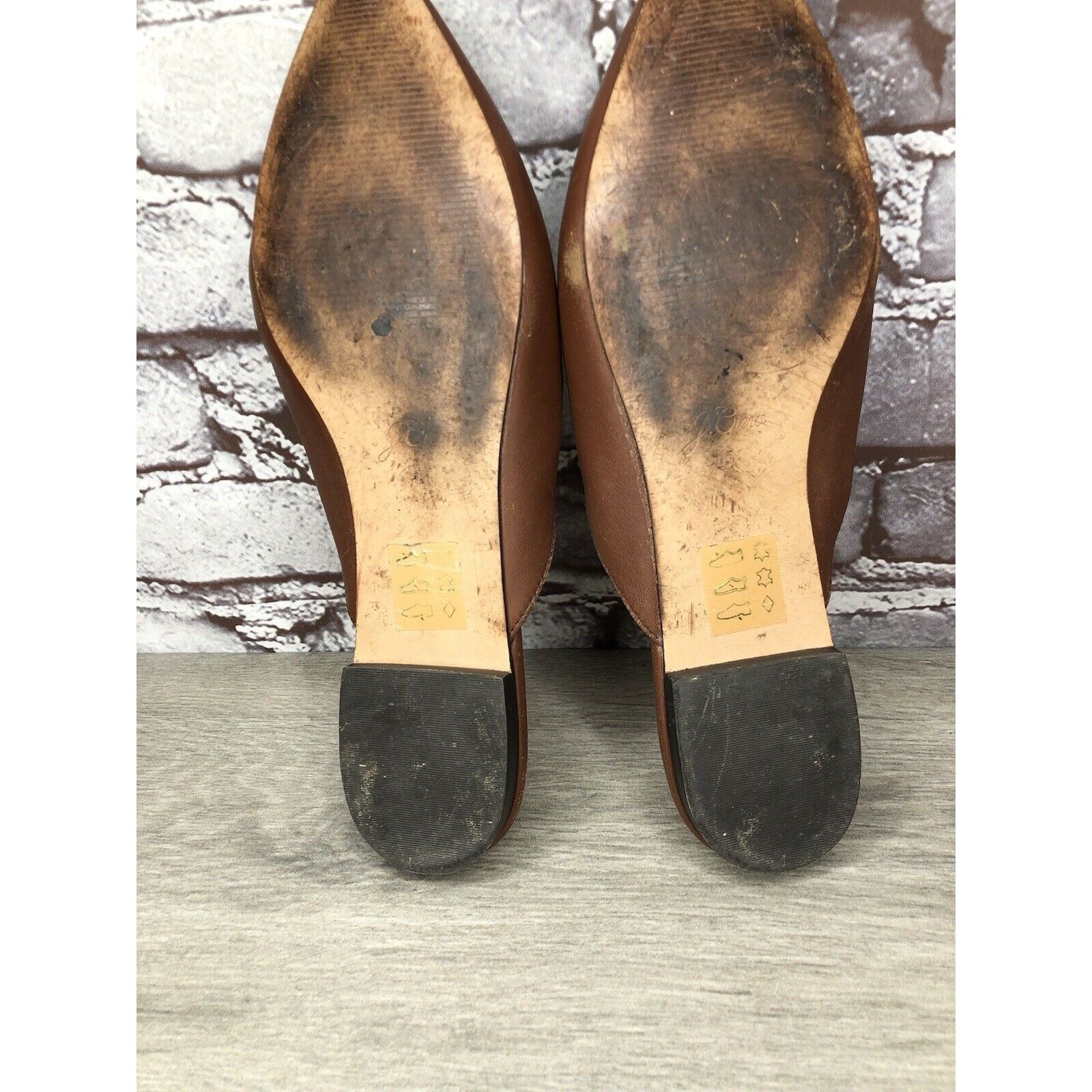 Other J Crew Brown Leather Pointed Toe Slip On Mules Flats Shoes W Size US 8.5 / IT 38.5 - 10 Thumbnail