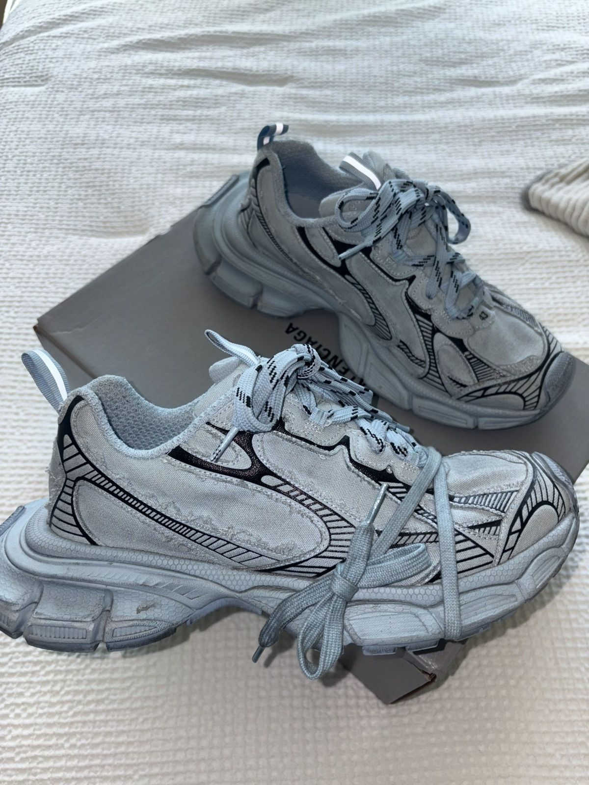 Balenciaga 3xl distressed blue sneakers
