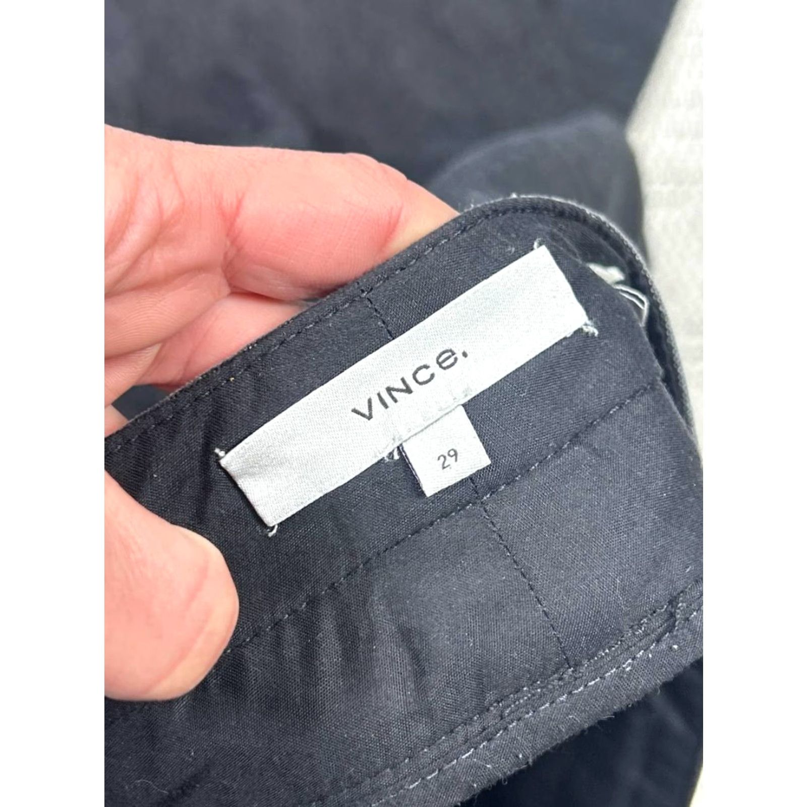 Vince Vince Jeans Womens 29 Black Denim Cotton Double Waistband Wide Leg Casual 31x31 Size 29" - 7 Thumbnail