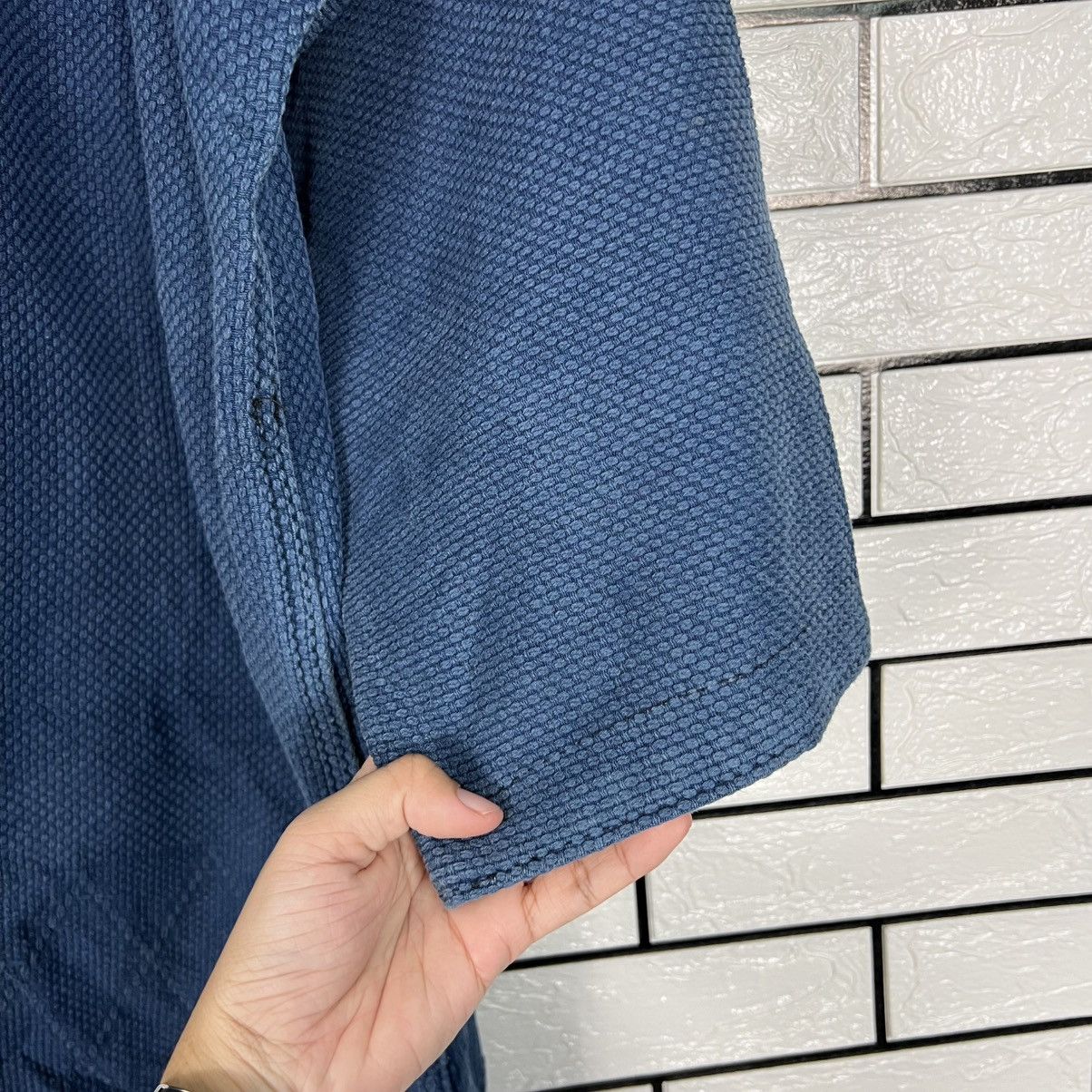 Japanese Brand Vintage Blue Indigo Sashiko Thick Weave Kimono #4113-C187 Size US XL / EU 56 / 4 - 8 Thumbnail
