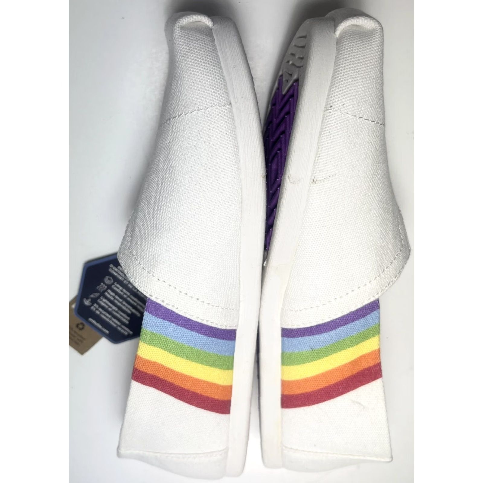 Toms TOMS Alpargatas Slip-On Pride Rainbow White Canvas Women’s Flat Shoes 7 M Size US 5 / IT 35 - 3 Thumbnail