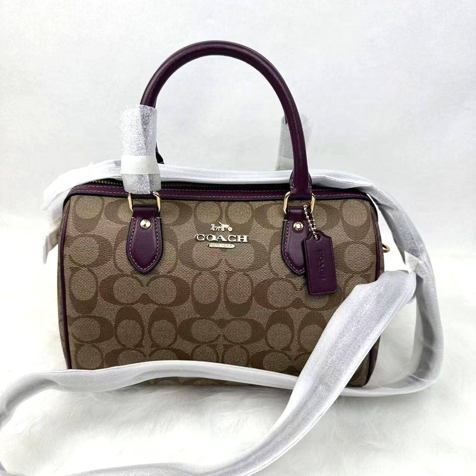 Coach Rowan Satchel Crossbody Bag Sig Canvas Brown Berry Nwt, Women's
