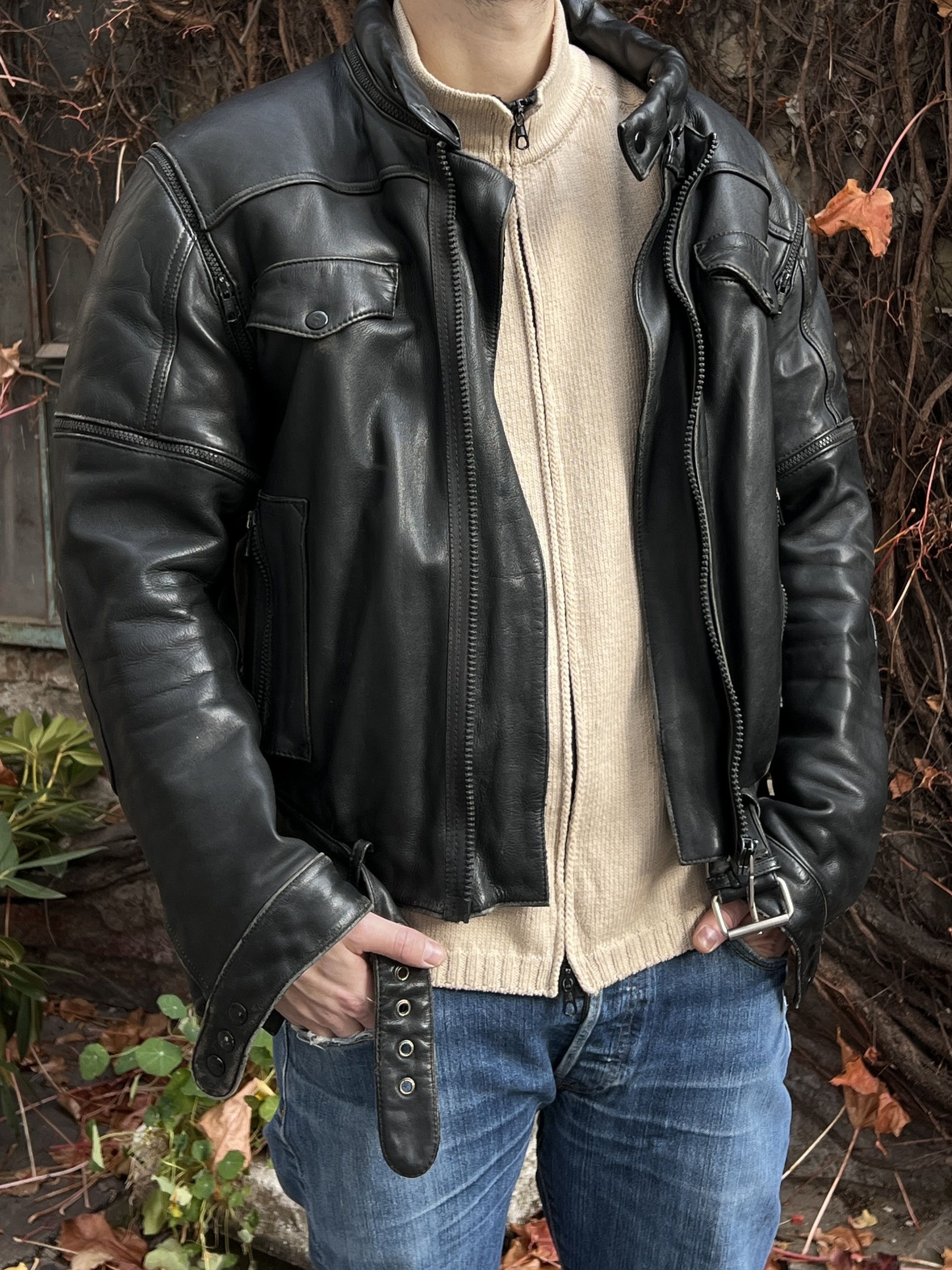 If Six Was Nine Rare Asymmetric rick owens type leather bomber racing jacket Size US M / EU 48-50 / 2 - 13 Thumbnail
