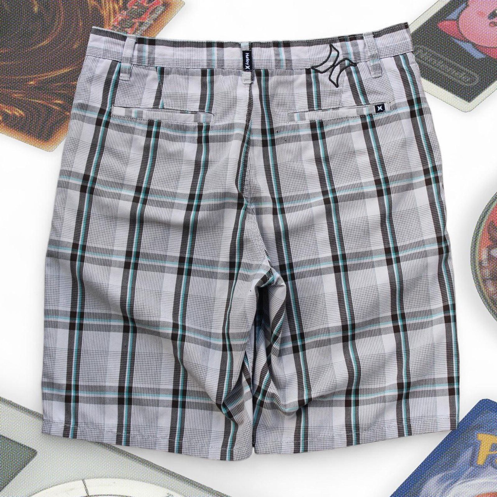 Hurley Y2K Tan / Blue Plaid Hurley Skater Board Shorts Size US 33 - 8 Thumbnail