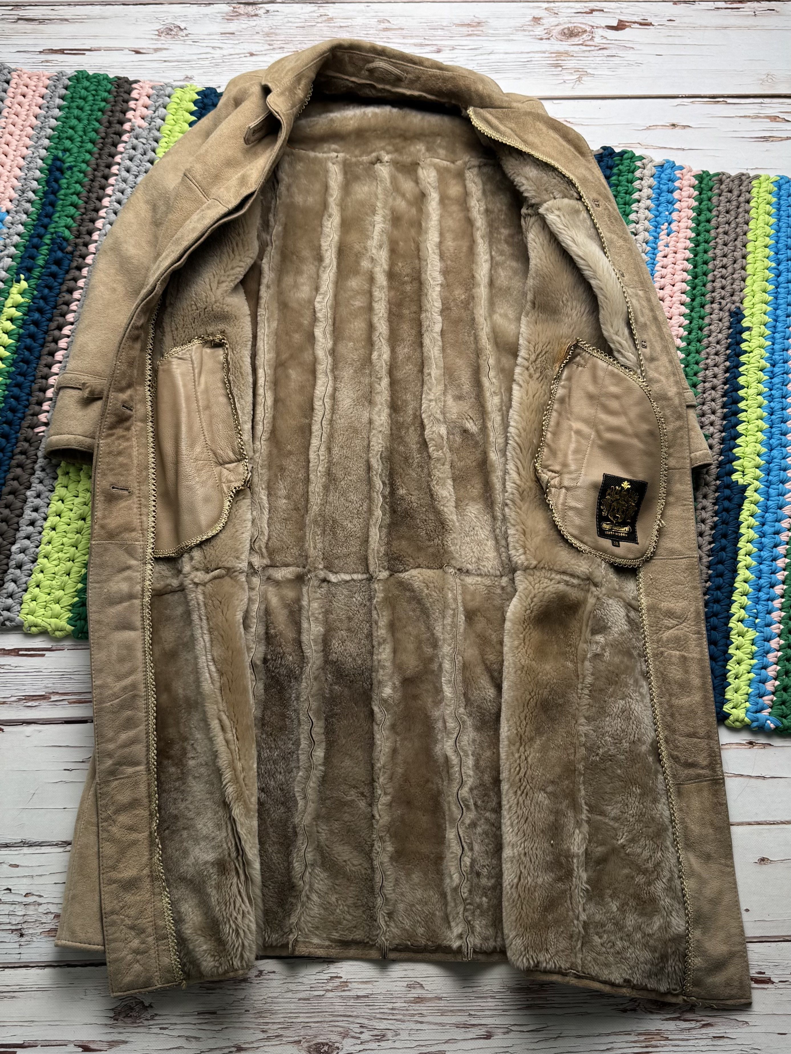 Vintage Y2K Shearling Leather Maxi Coat Longline Winter Y2K (ET1) Size L / US 10 / IT 46 - 8 Thumbnail