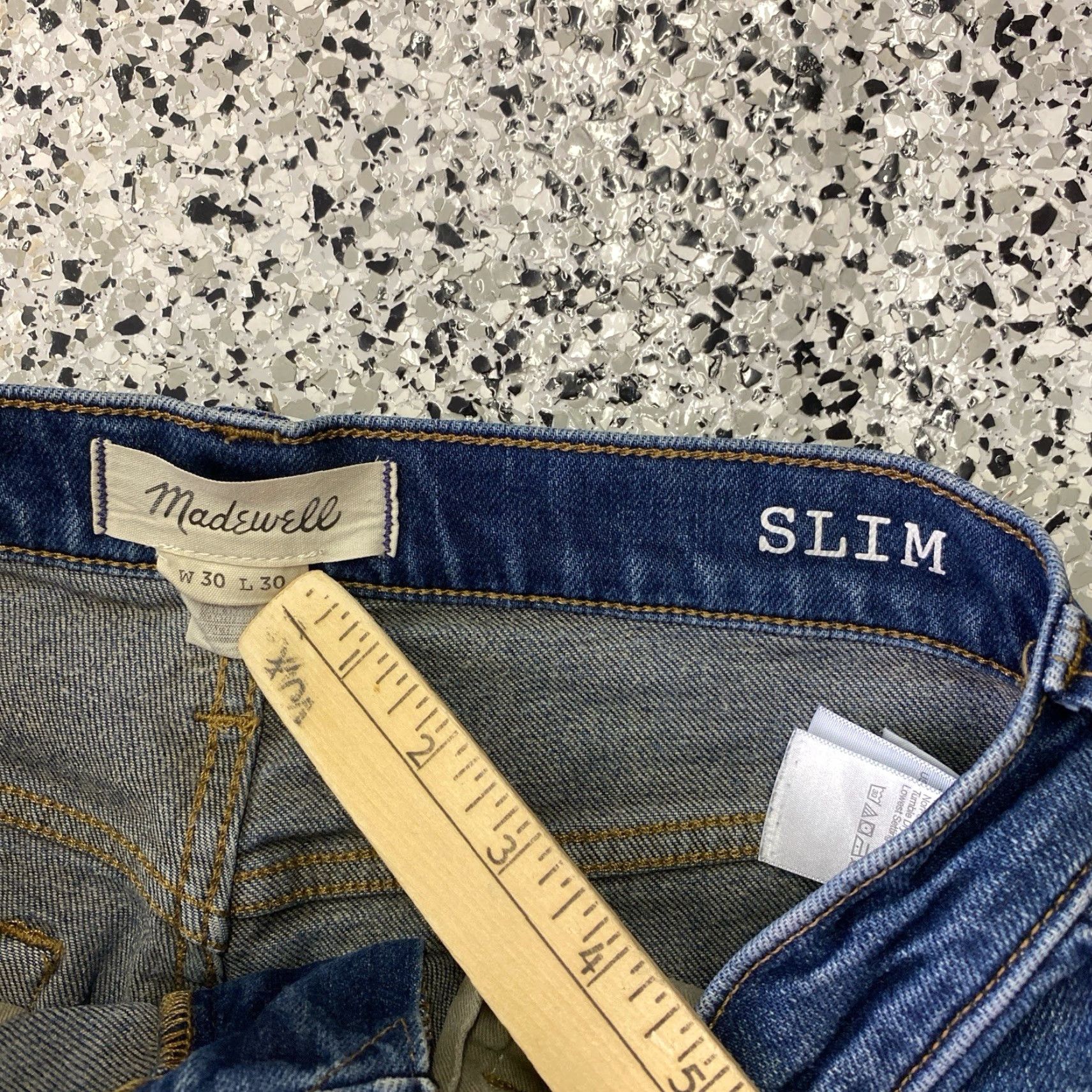 Madewell Madewell Jeans Slim Fit Blue Denim 30x30 Mens Regular Cotton Stretch 5-Pocket Distressed Size US 30 / EU 46 - 3 Thumbnail