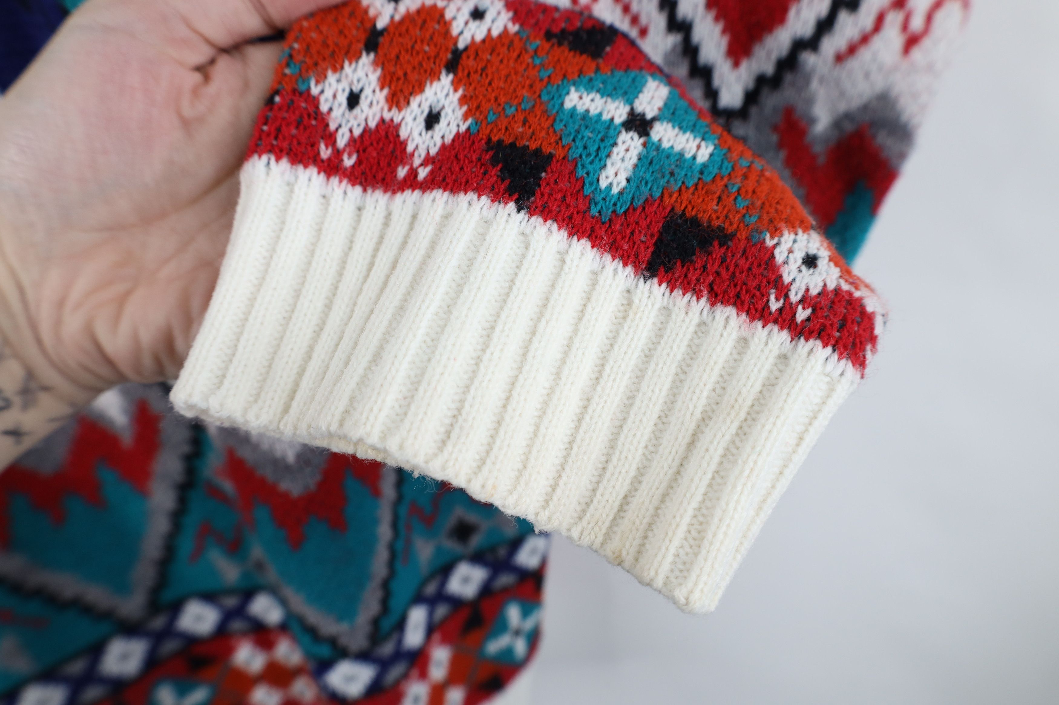 Vintage Vintage 90s Streetwear Fair Isle Knit Mock Neck Sweater USA Size L / US 10 / IT 46 - 9 Thumbnail