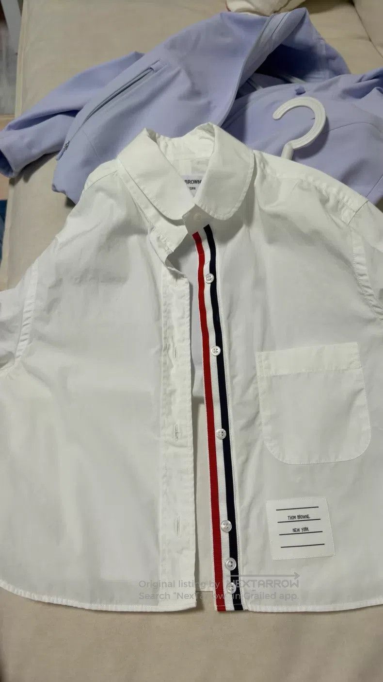 Thom Browne Thom Browne White Striped Long Sleeve Shirt Size US XXS / EU 40 - 1 Thumbnail