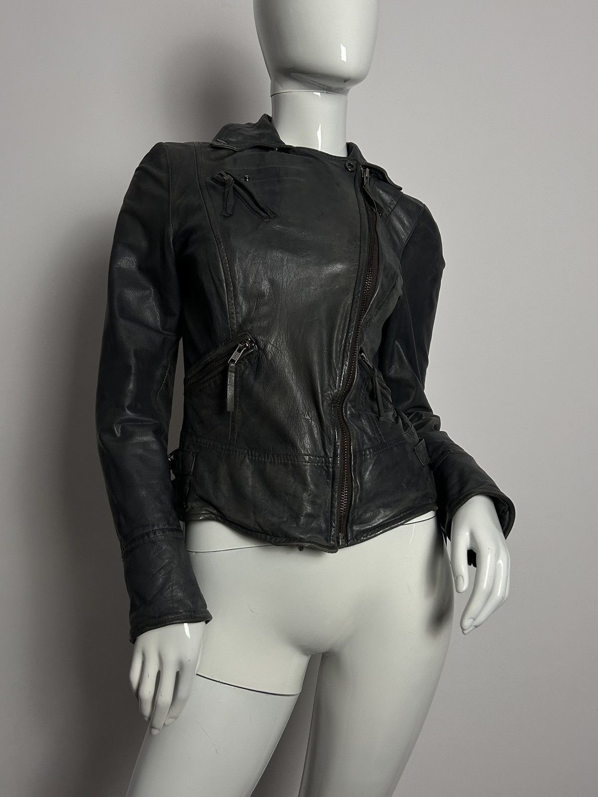 Other Vintage distressed biker asymmetric leather jacket Size S / US 4 / IT 40 - 4 Thumbnail