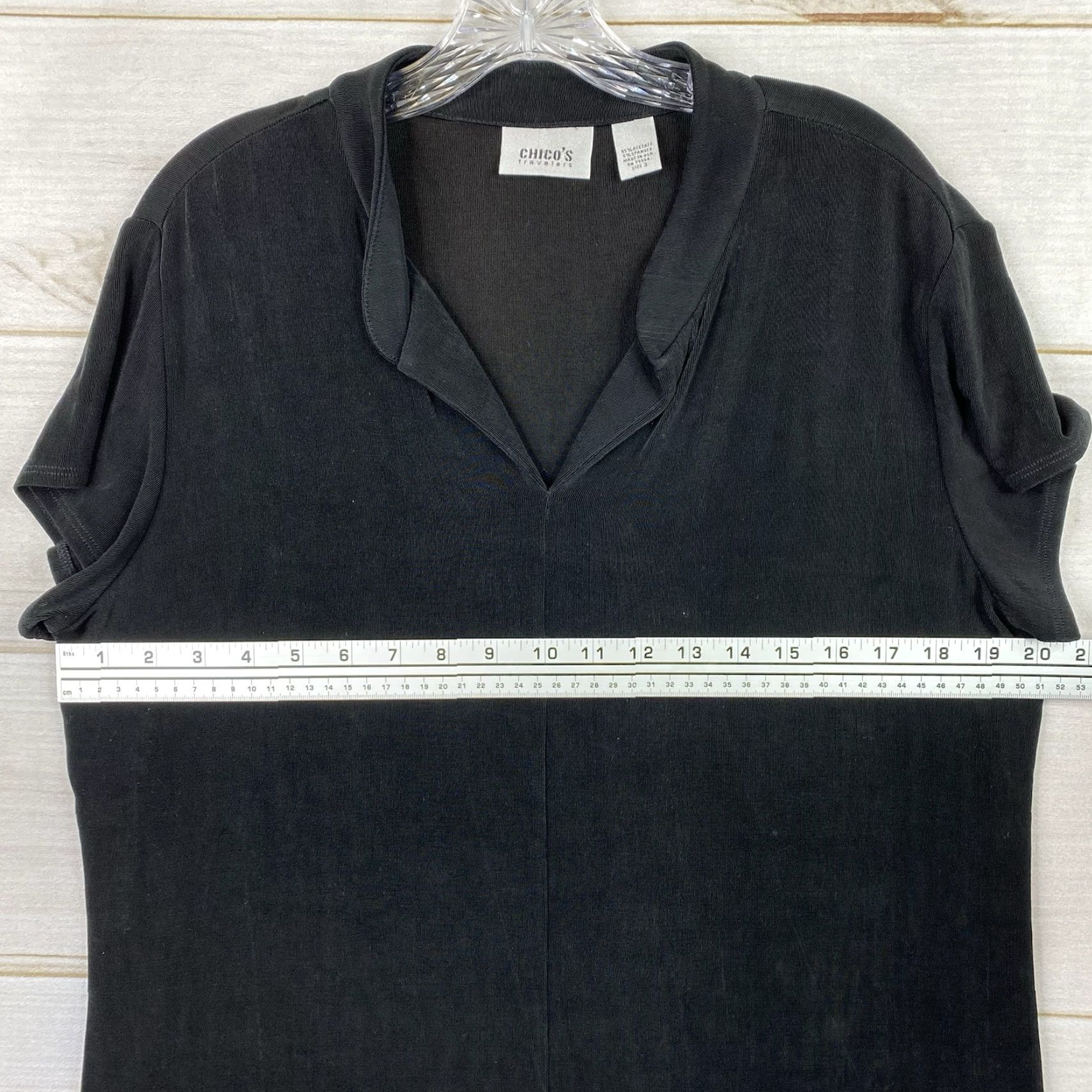 Vintage Chico's Travelers Top Womens XL Black Jersey Knit Short Sleeve Vintage Blouse Easy Care Size XL / US 12-14 / IT 48-50 - 6 Thumbnail