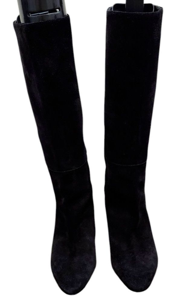 Longchamp Longchamp Roseau Heeled boots Black suede leather Bamboo Size US 7.5 / IT 37.5 - 3 Thumbnail