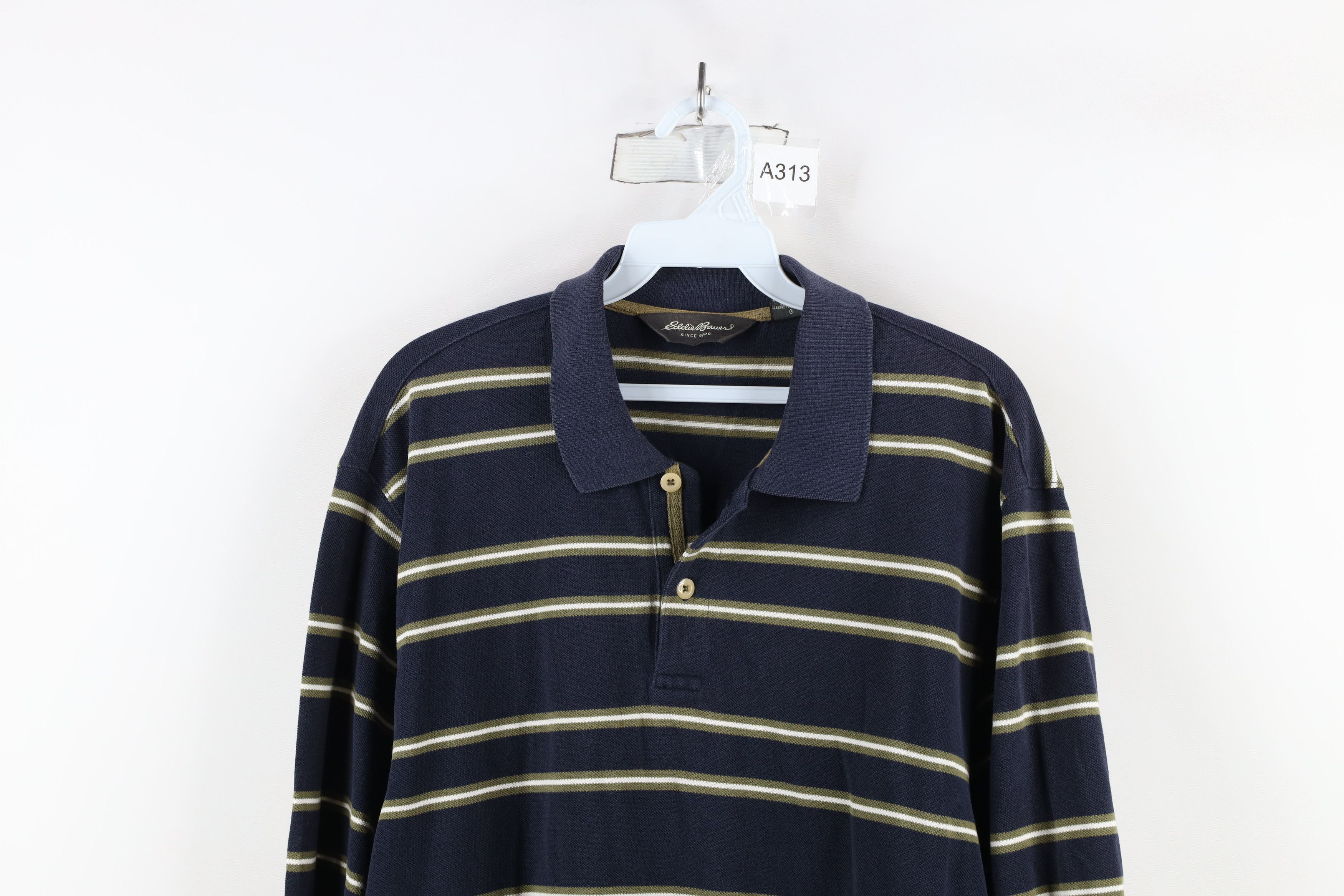 Eddie Bauer × Vintage Vintage 90s Eddie Bauer Thermal Knit Long Sleeve Rugby Polo Size US L / EU 52-54 / 3 - 2 Thumbnail