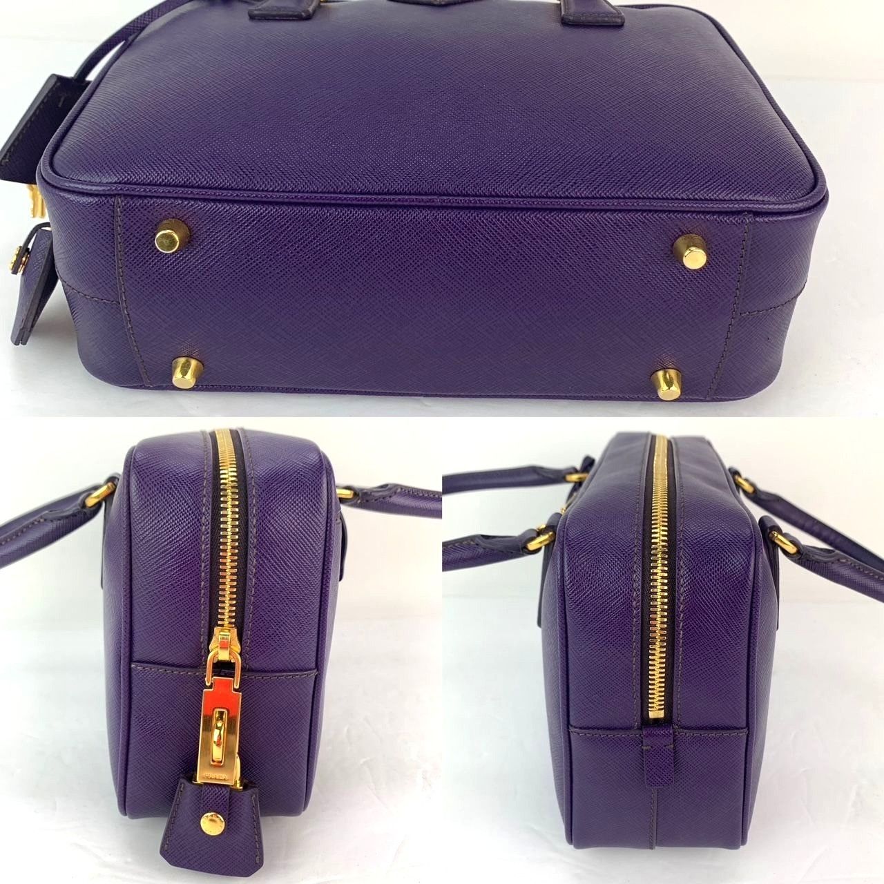 Prada Prada Saffiano Leather Lux Small Top Handle Viola Purple Ha Size ONE SIZE - 4 Thumbnail