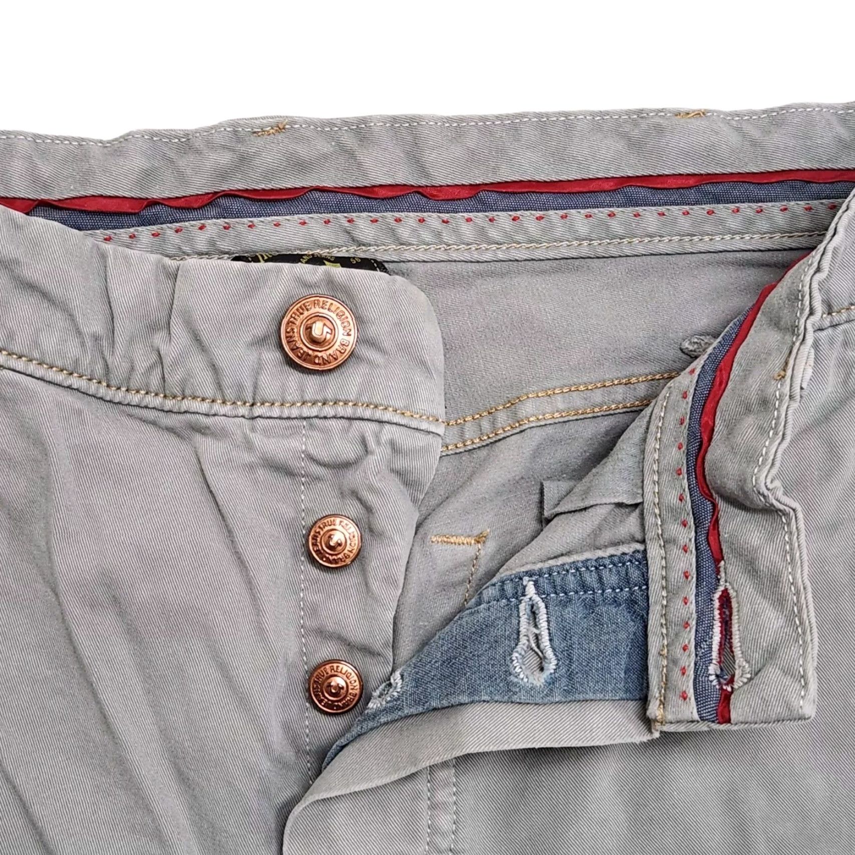 True Religion Rocco Tailored Overdye Twill Jeans Pants Gray Button Fly 33x32 Slim Men