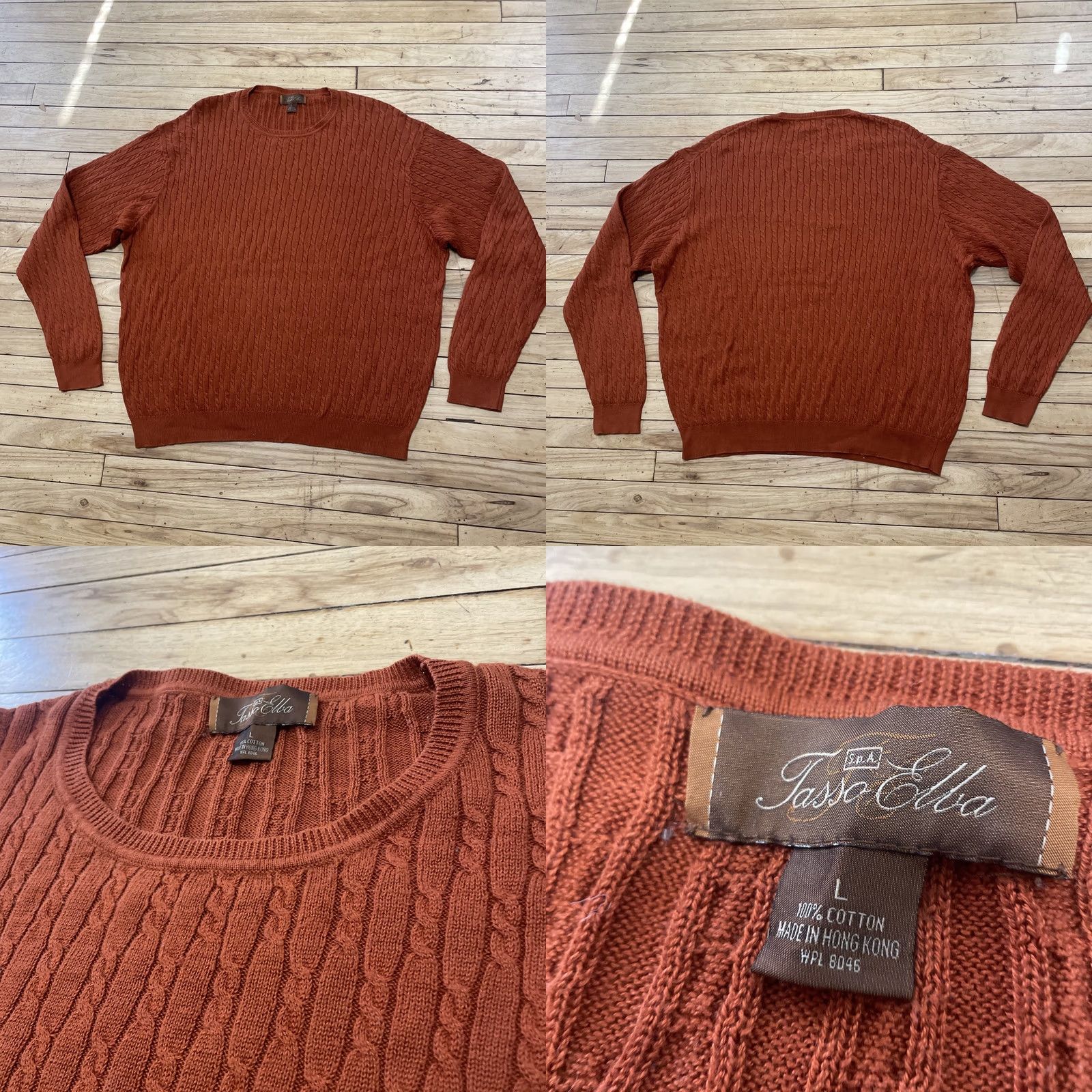 Vintage VINTAGE Tassa Elba Orange Cable Knit Sweater Men L Halloween Fall 90s Baggy Wide Pullover Knit Shirt Mens Size US L / EU 52-54 / 3 - 9 Thumbnail