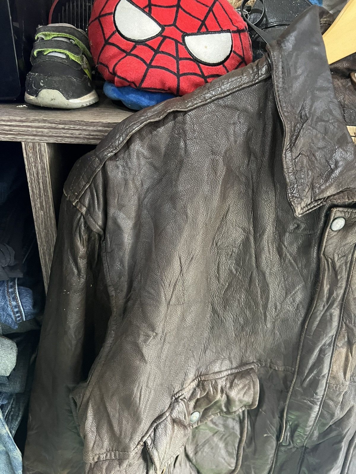 Genuine Leather 🔥Vintage Unknown Brand Real Leather Jacket Size US XL / EU 56 / 4 - 5 Thumbnail