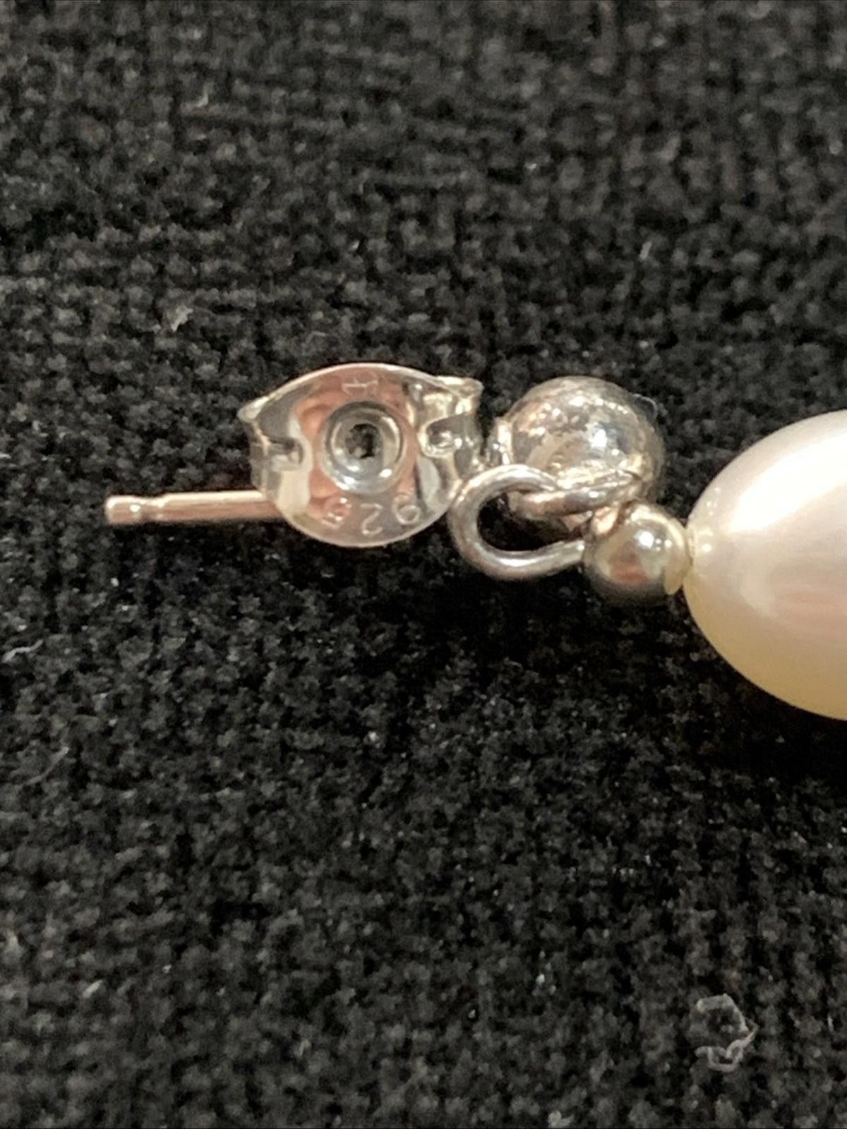 Sterling Silver Vintage Gorgeous Genuine Pearl and Sterling 925 Drop Earring Size ONE SIZE - 6 Thumbnail