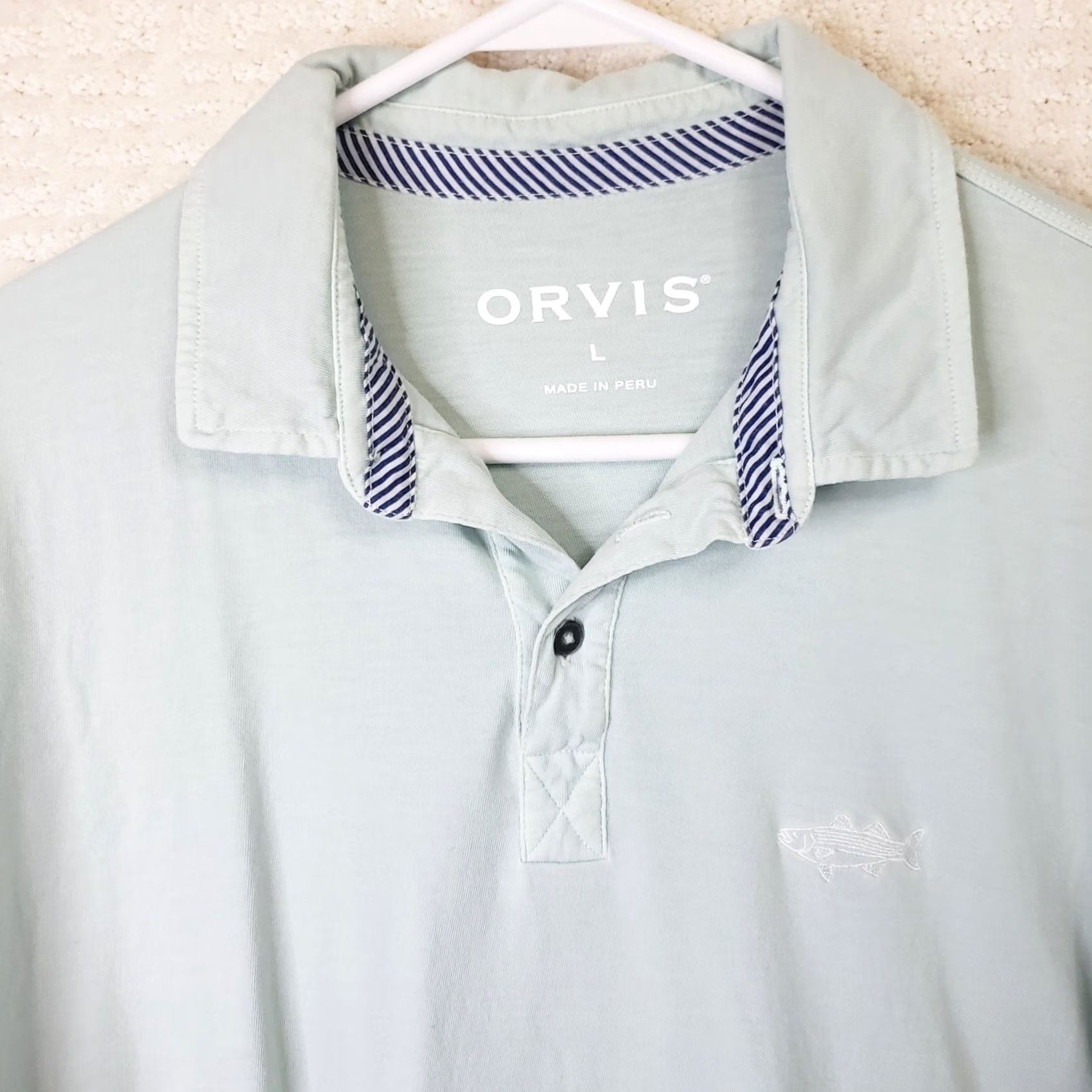 Orvis Orvis Polo Shirt Mens L Blue 100% Cotton Knit Short Sleeve Logo Embroidered Polo Golf Fishing Outdoor Preppy Beach Sports Shirt Size US L / EU 52-54 / 3 - 3 Thumbnail