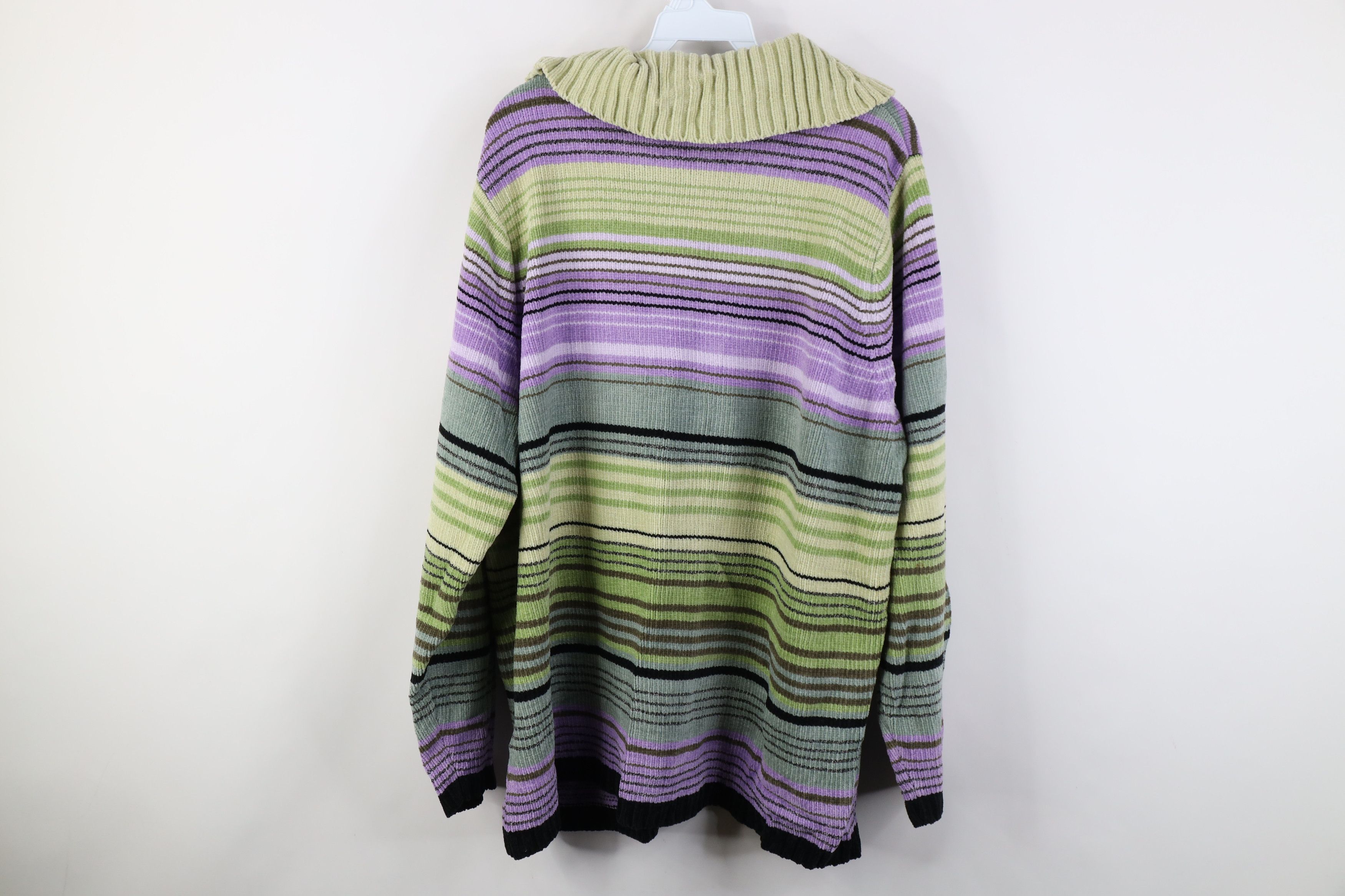 Vintage Vintage 90s Y2K Streetwear Striped Turtleneck Fleece Sweater Size XXL / US 16-18 / IT 52-54 - 10 Thumbnail