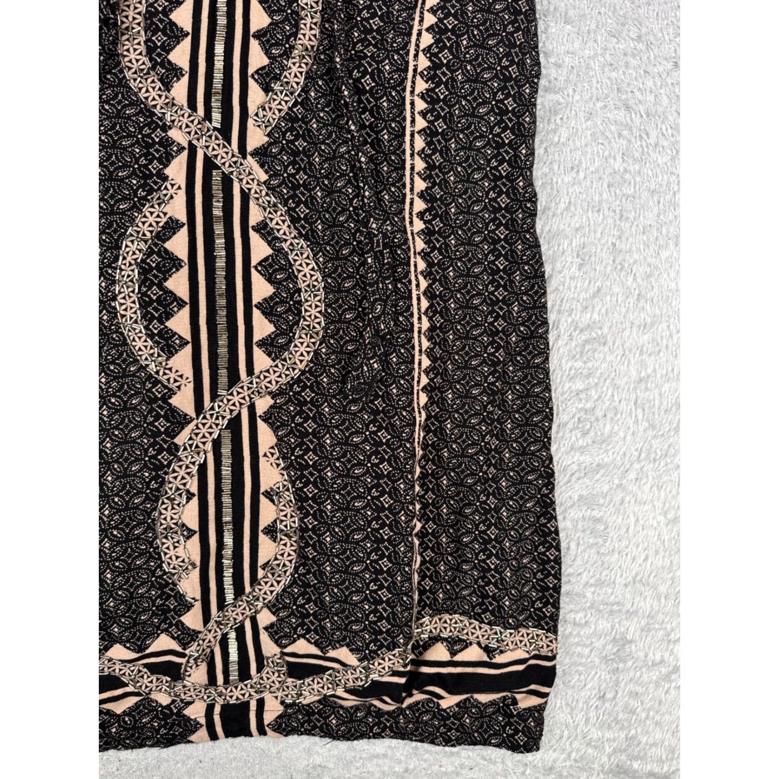 Free People VINTAGE Free People Women's Mini Dress Black Snake Beaded & Embroidered Casual Party Travel Nightwear M Size M / US 6-8 / IT 42-44 - 5 Thumbnail