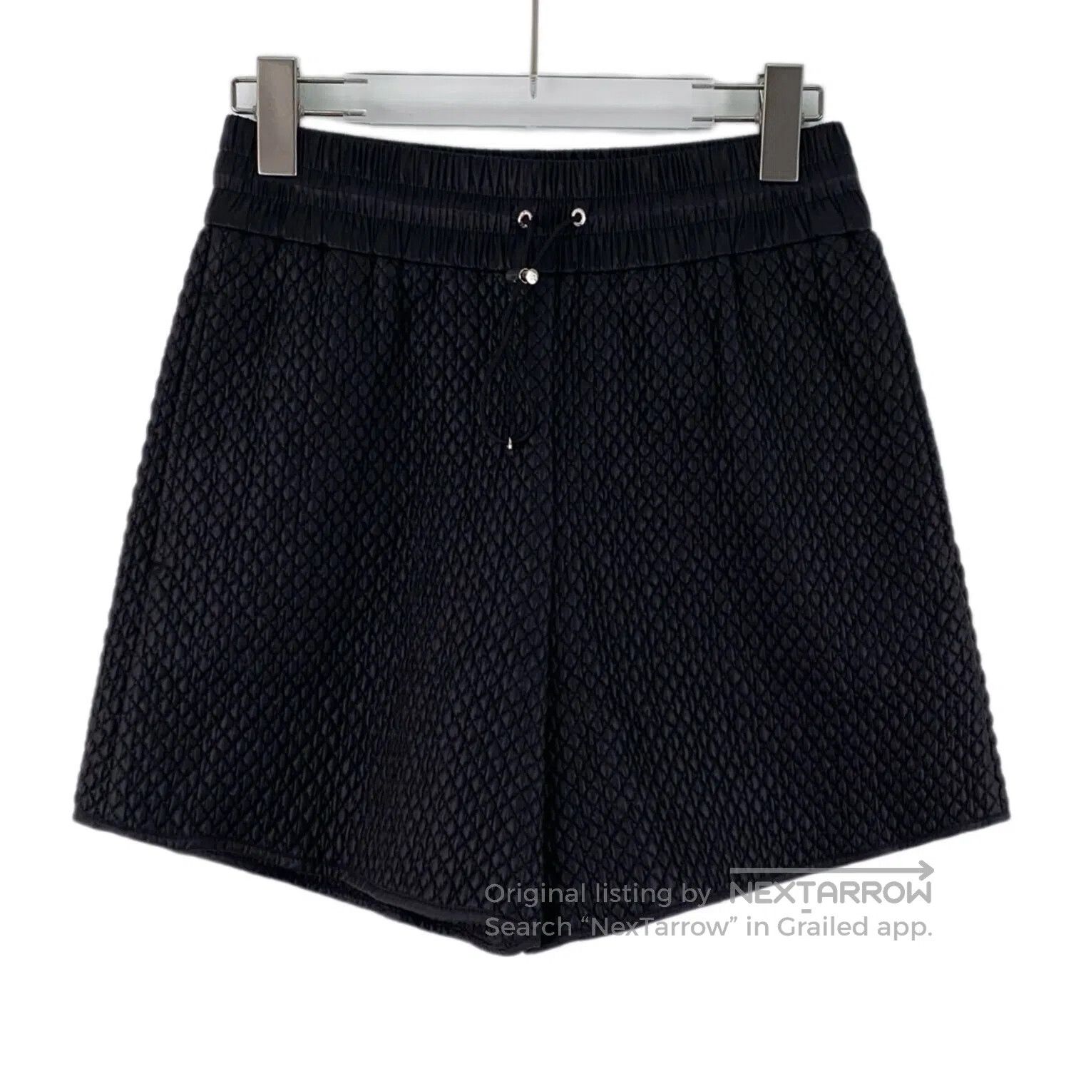 Moncler Moncler Black Nylon Diamond Grid Drawstring Casual Shorts| Size US 40 / EU 56 - 1 Thumbnail
