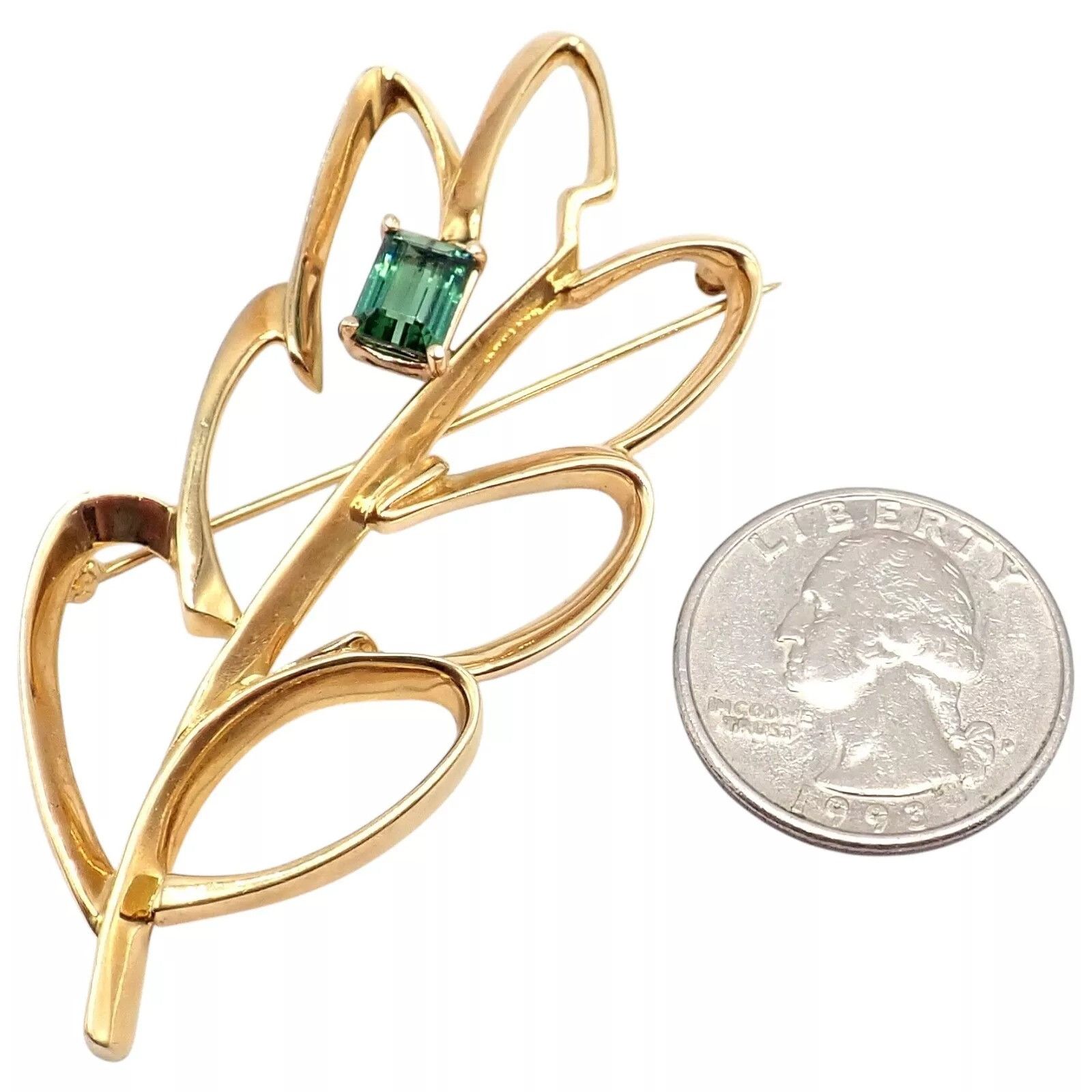 Tiffany & Co. Tiffany & Co 18k Yellow Gold Green Tourmaline Leaf Brooch Size ONE SIZE - 4 Thumbnail