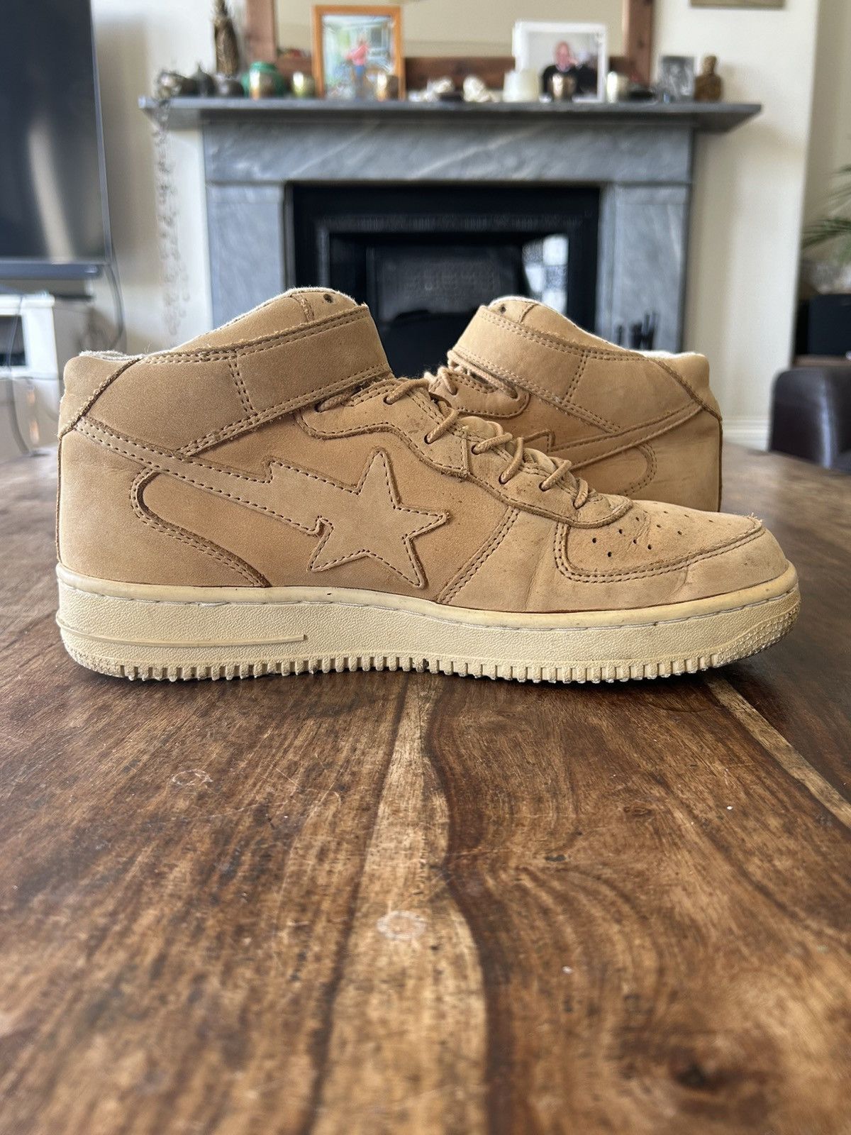 Bape 00s Nigo Era Bape Bapesta FS-019 Mid Suede Wheat Size US 10 / EU 43 - 5 Thumbnail