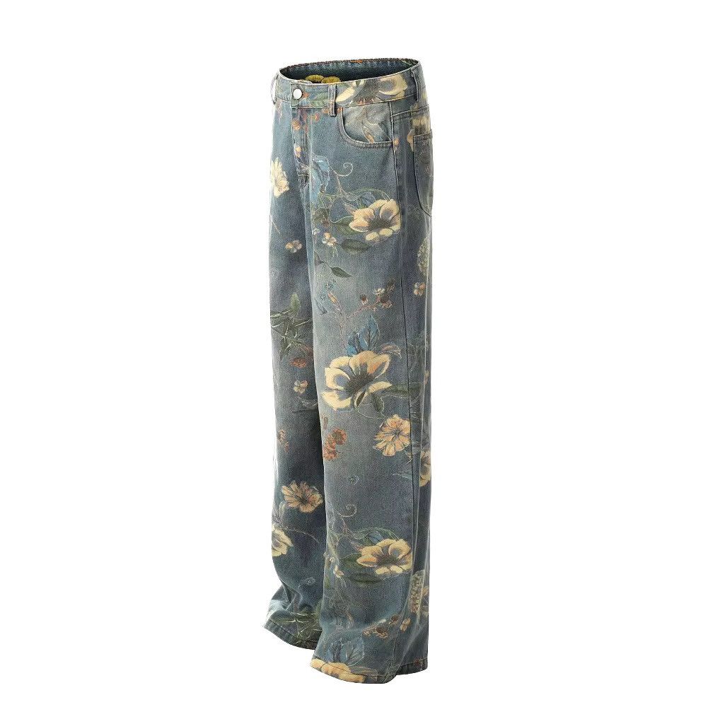 Japanese Brand × Vintage Streetwear Flower Printed Loose Jeans Size US 33 - 4 Thumbnail